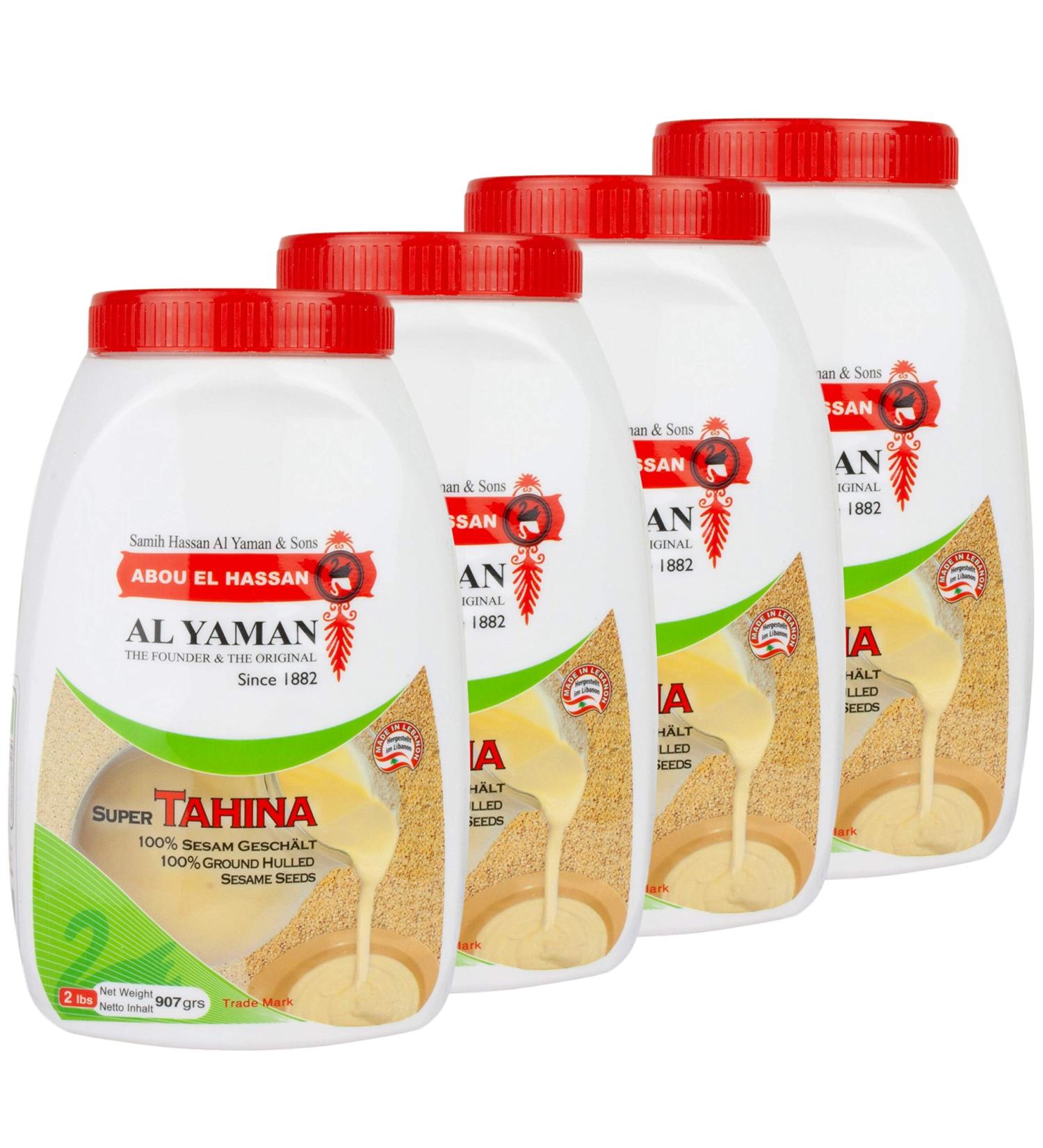 Al Yaman Tahine Arabic sesame paste Oriental tahini from finely ground sesame seeds in a package of 4 to 907 g - Buy Online on GoSupps.com