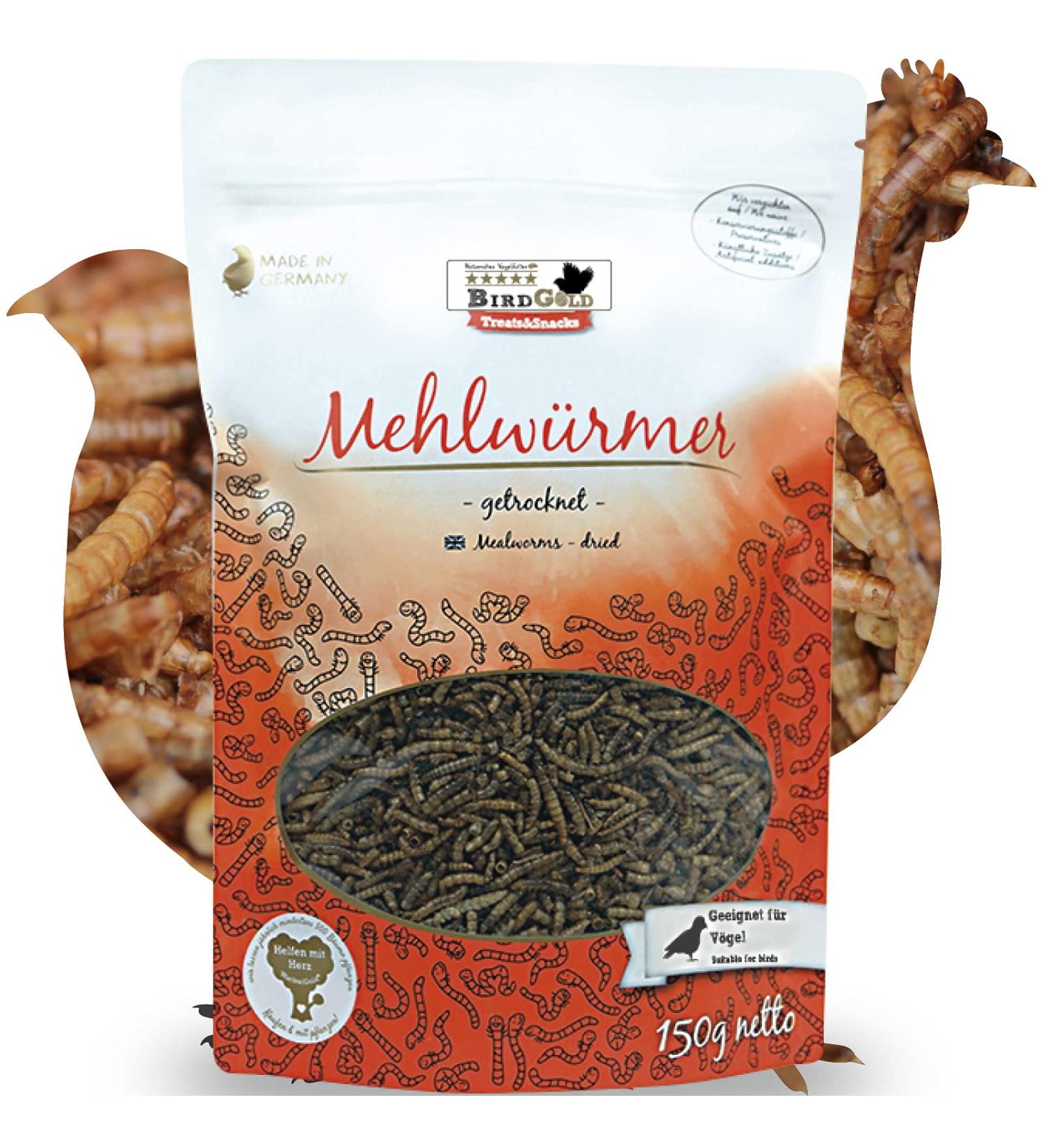 WachtelGold BirdGold Mealworms 150g - High Protein & Fat Treats for Small Animals & Birds - Buy Online on GoSupps.com