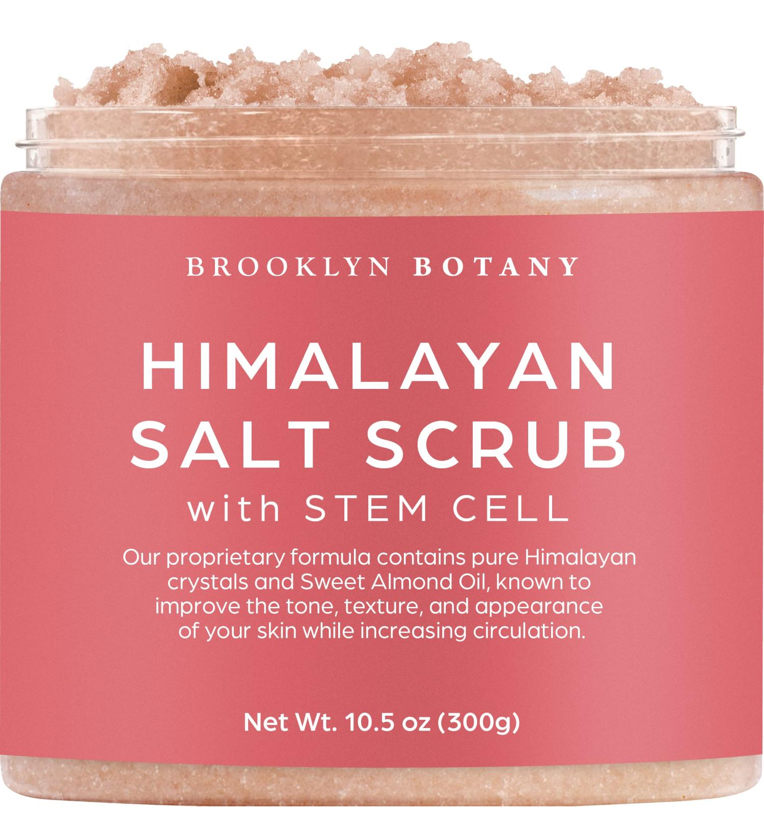 Brooklyn Botany Himalayan Salt & Stem Cell Body Scrub - Moisturizing Exfoliating Scrub for Body, Face, Hands, Feet - Fights Stretch Marks, Fine Lines, Wrinkles - Great Gifts - 10.5 oz - Buy Online on GoSupps.com