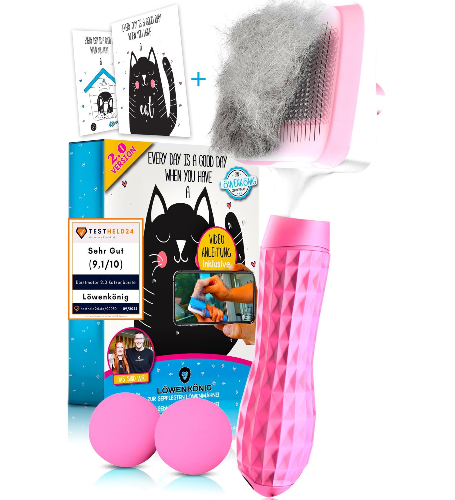 L wenk nig B rstinator 2.0 - Premium Self-Cleaning Cat & Dog Brush for Short & Long Hair | Removes Loose Fur & Mats | Includes Plush Balls & Accessories - Buy Online on GoSupps.com