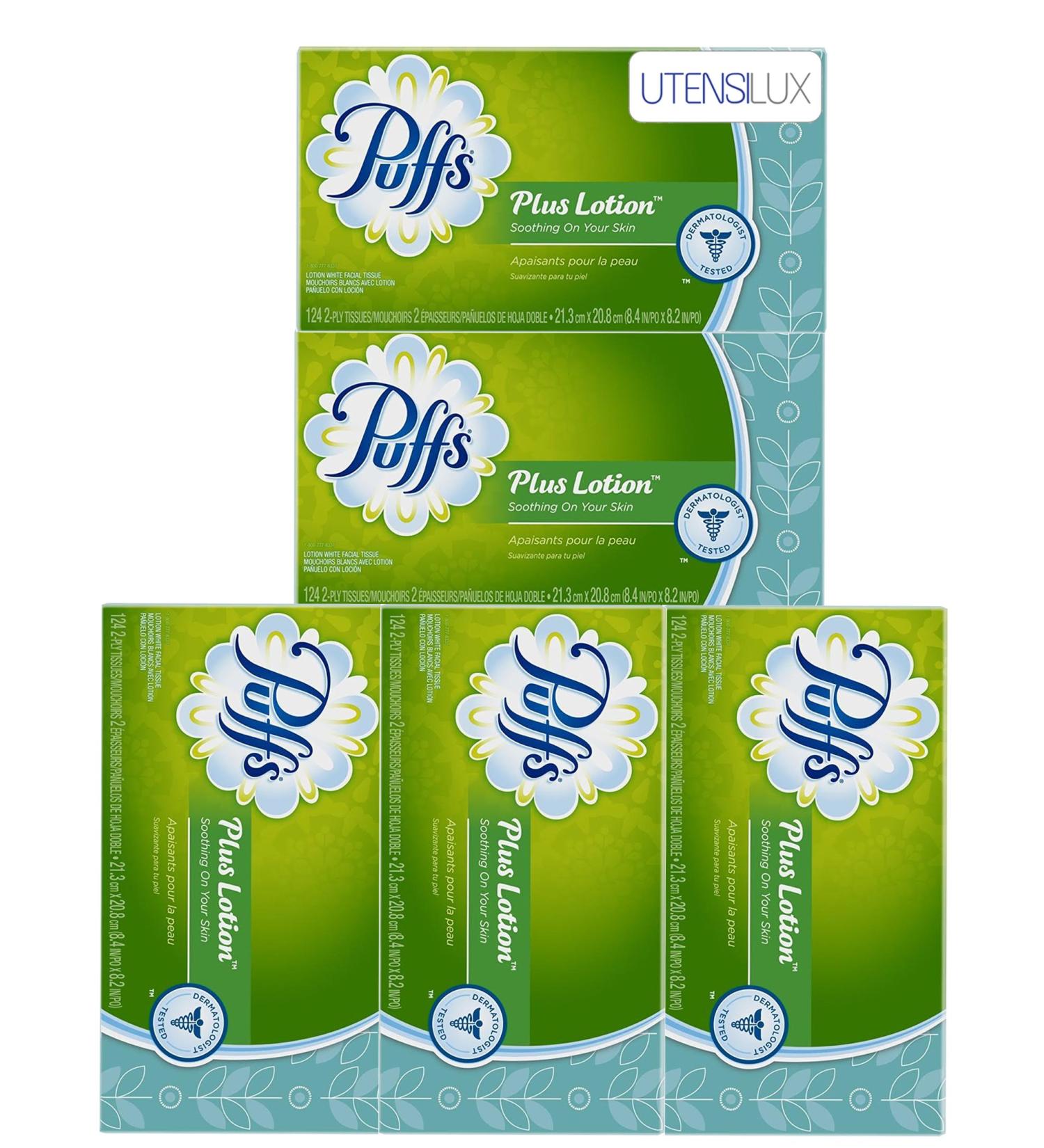 Puffs Plus Lotion Facial Tissues - 124 Count, 5 Pack | Soft & Soothing Tissues - Buy Online on GoSupps.com