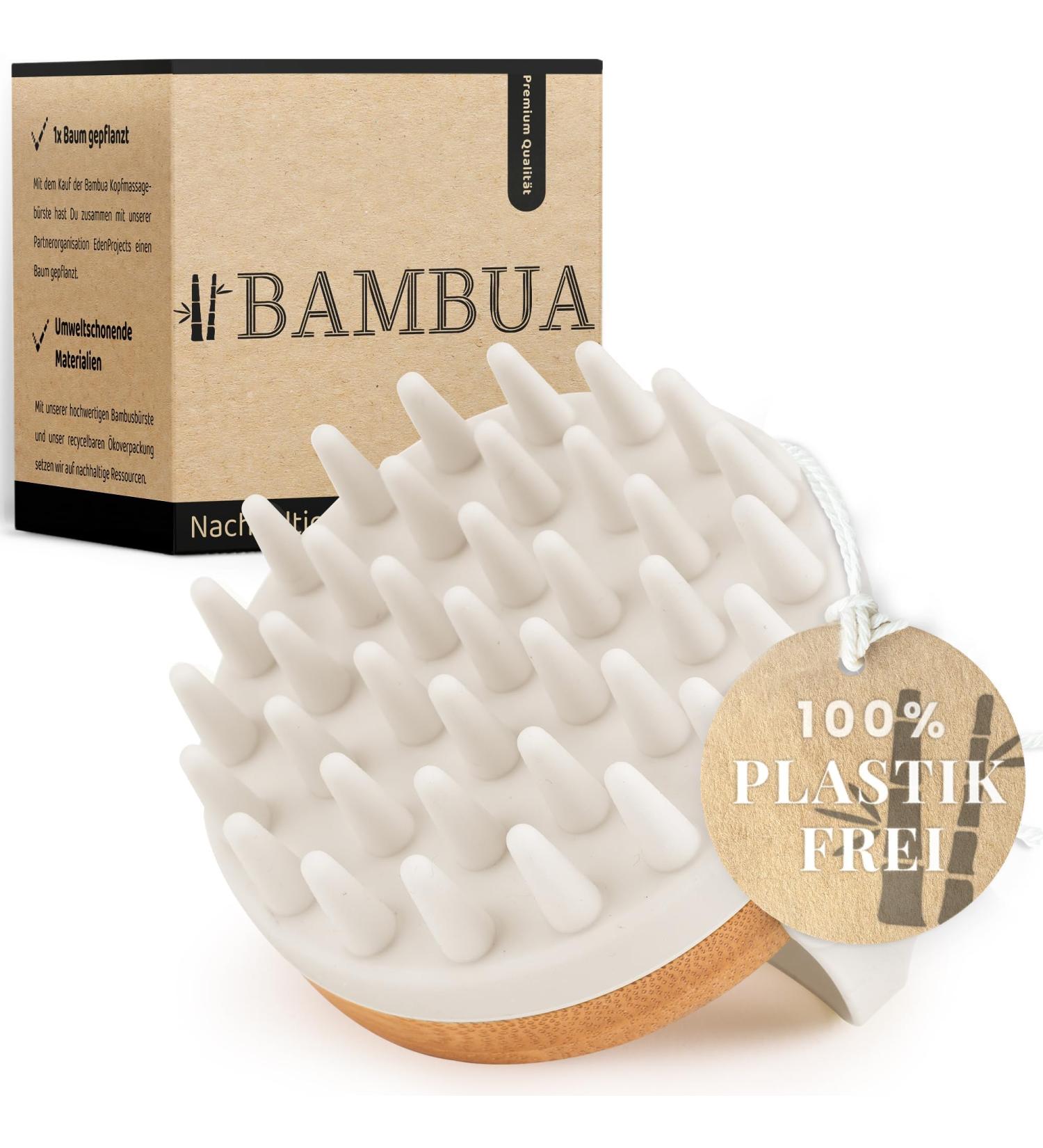 Bambua Scalp Massage Brush - Premium Head Massager for Healthy Scalp | Anti-Scales Effect & E-Book Included | Perfect for Shower Use - International Shipping Available - Buy Online on GoSupps.com