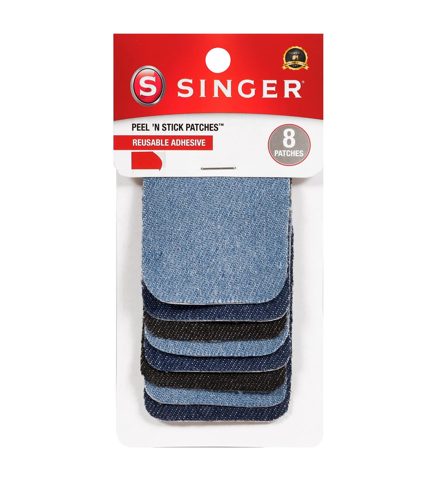 SINGER 00378 Peel N Stick Reusable Patches 2x3 Inch, 8-Count Assorted Denim - White - Buy Online on GoSupps.com