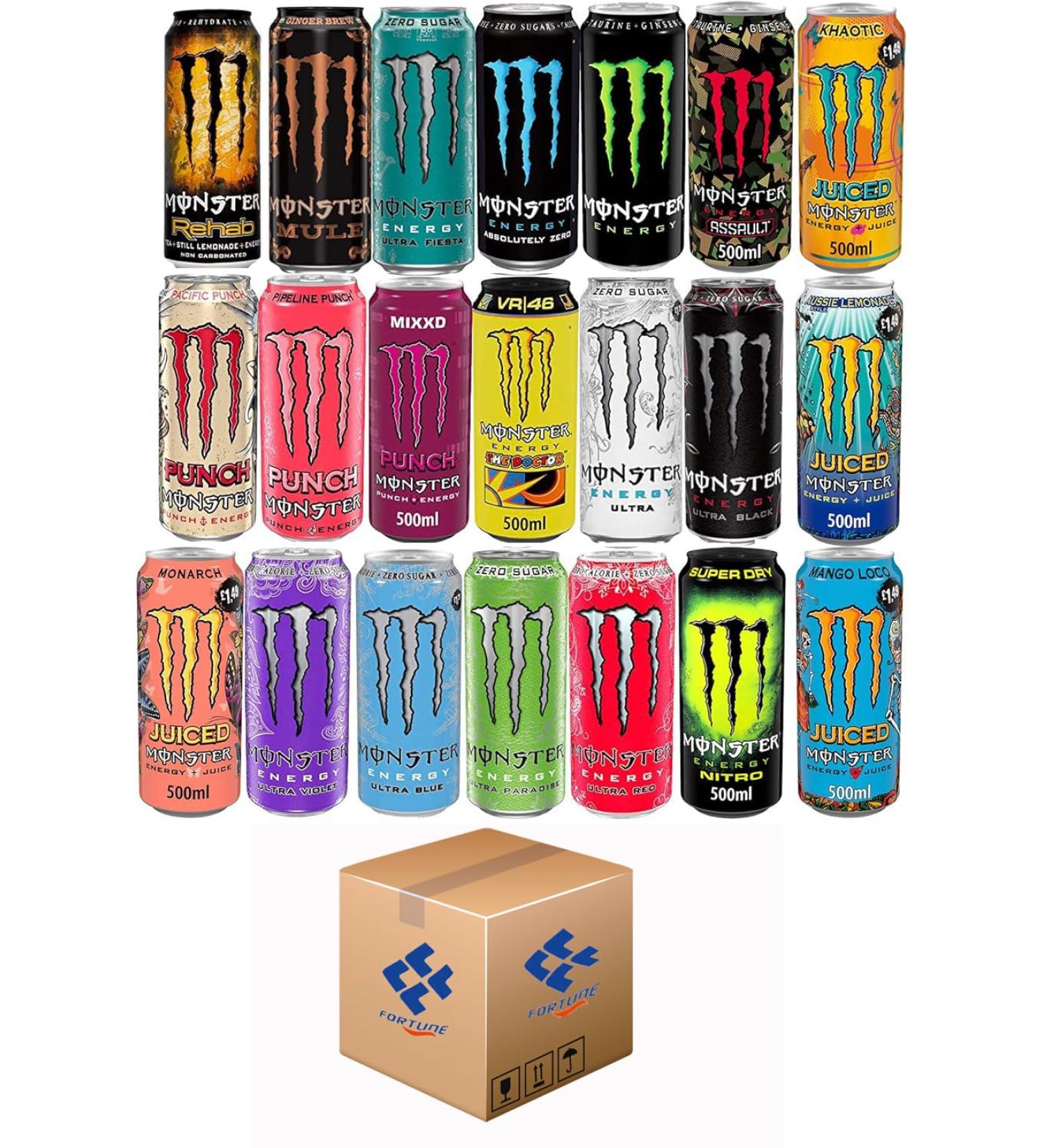  THE FORTUNE GROUP LONDON LTD Monstar Energy Drink 12 Assorted Flavors 500ml Monster Energy Drink Zero Sugar Monster Energy Drink Juice All Flavors - Buy Online on GoSupps.com