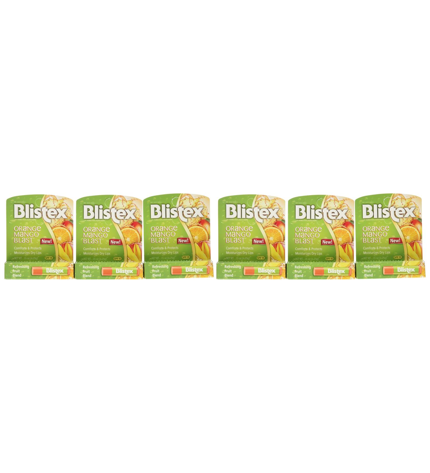 Blistex Lip Protectant SPF 15 Orange Mango Blast 0.15 oz - Pack of 6 - Buy Online on GoSupps.com