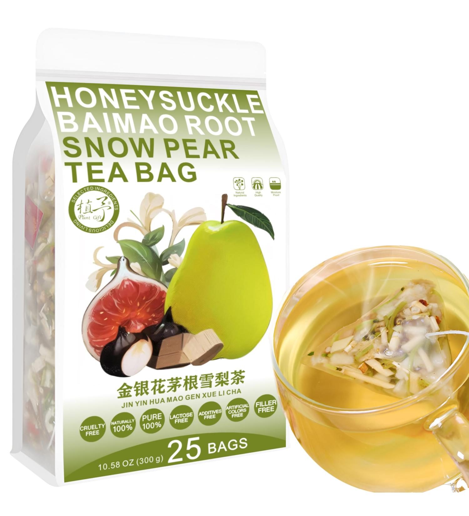 100% Pure Natural Herbal Tea Honeysuckle Baimao Root Snow pear Tea Bag 300g/10.58oz (12g*25bags) Goji feuilles de m rier r glisse sans additifs sans OGM - Buy Online on GoSupps.com