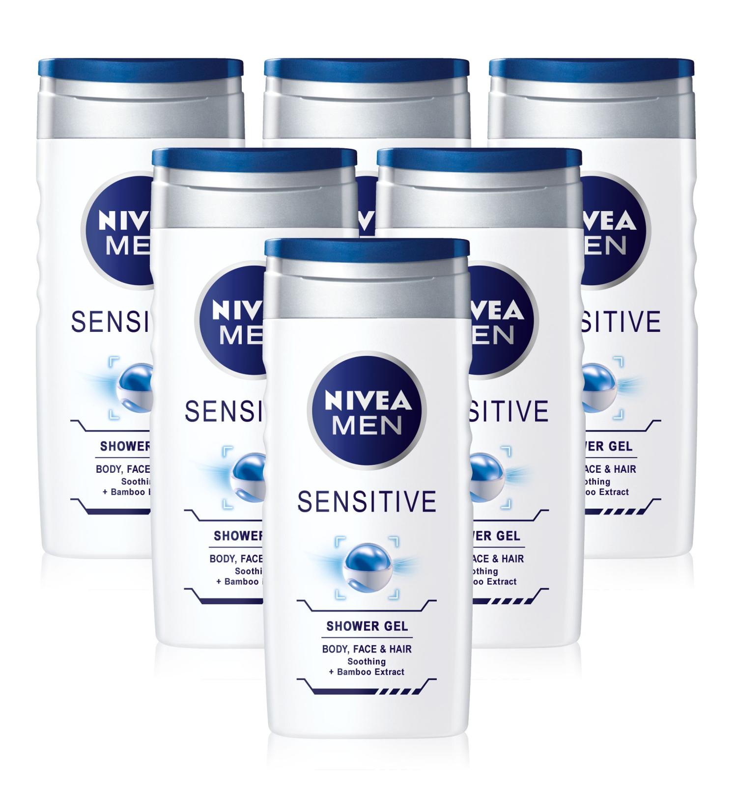 NIVEA Nivea Men Pack of 6 alcohol-free shower gels for body face and hair 250 ml