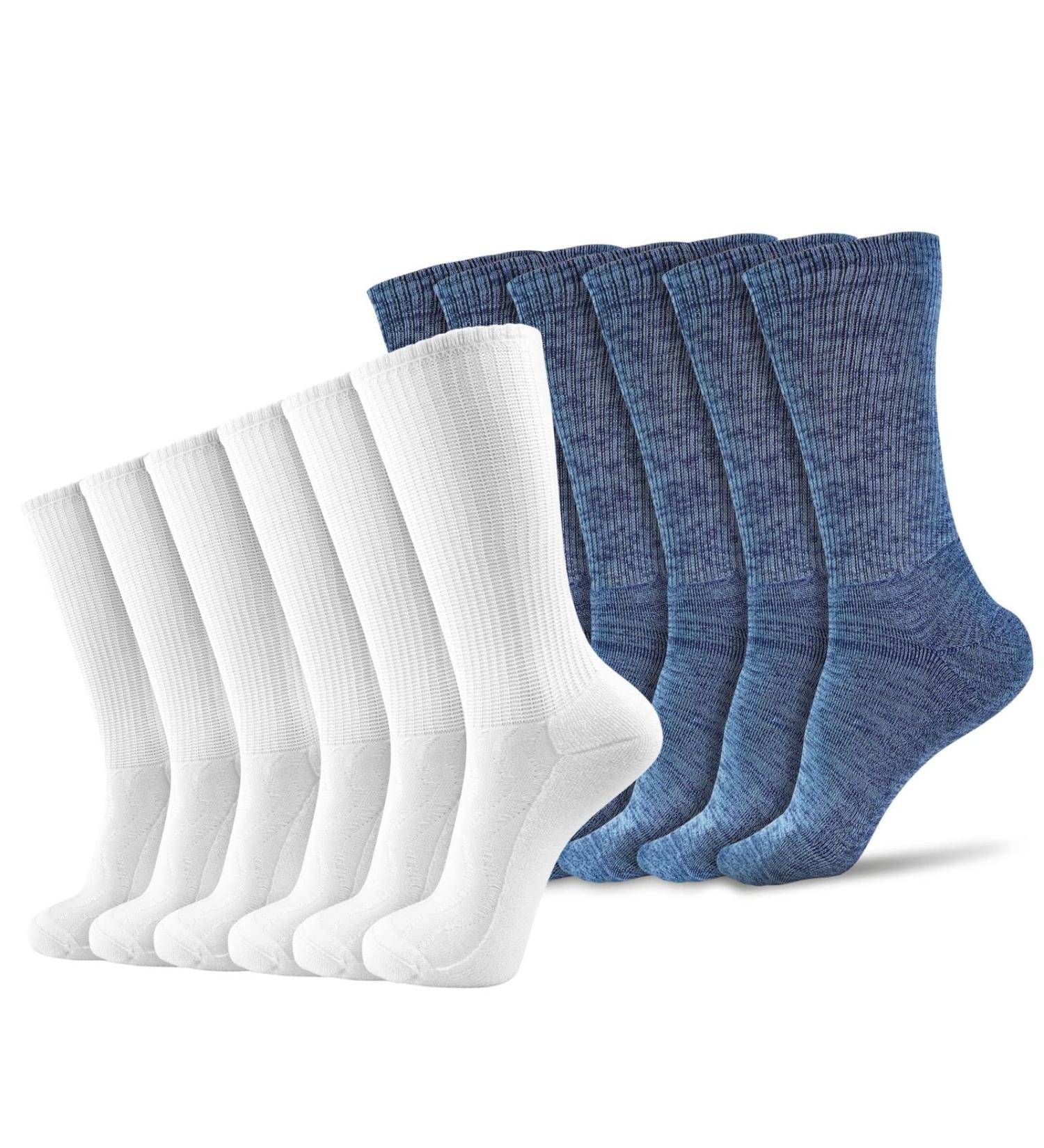LIN Diabetic Socks | Extra Wide Non Binding | 12 Pack Blue & White | Men & Women (Size 10-13) - Buy Online on GoSupps.com