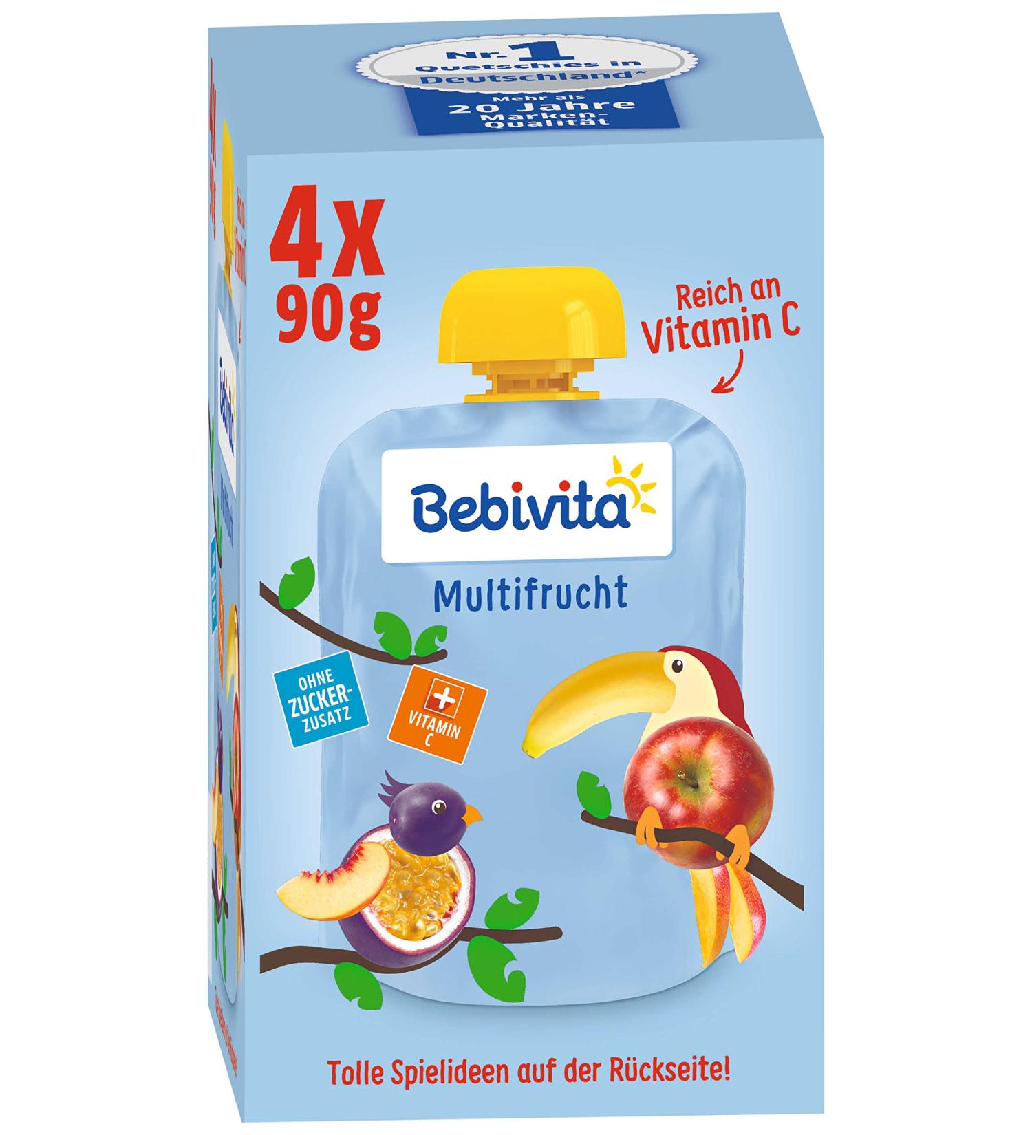 Bebivita Multifruit Puree Pack of 4 (4 x 90g) - Nutritious Baby Food for International Shipping - Buy Online on GoSupps.com