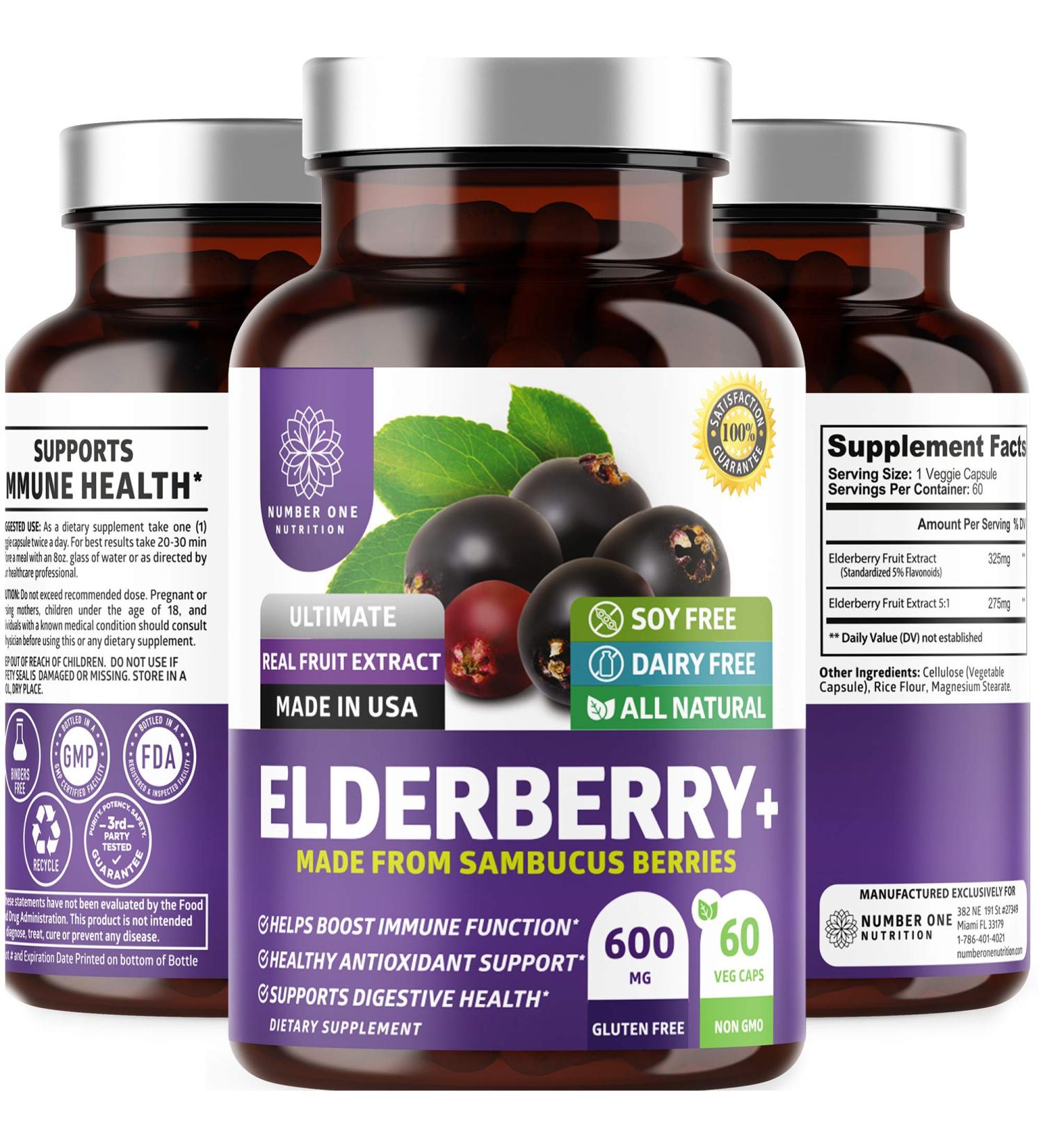 N1N Premium Black Elderberry Capsules for Adults Max Strength Pure and Potent Elderberry from Sambucus Nigra to Support Immunity & Skin Health, Non-GMO, Gluten Free, 60 Veg Caps 60 Count (Pack of 1) - Buy Online on GoSupps.com