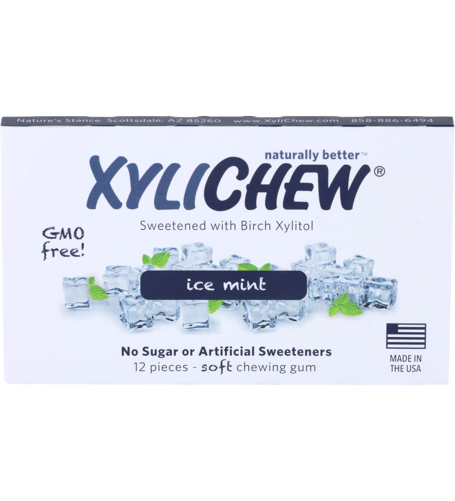 Xylichew 100% Xylitol Chewing Gum - Sugar Free, Non-GMO, Gluten Free, Relief for Dry Mouth & Bad Breath - Ice Mint, 288 Count - Buy Online on GoSupps.com