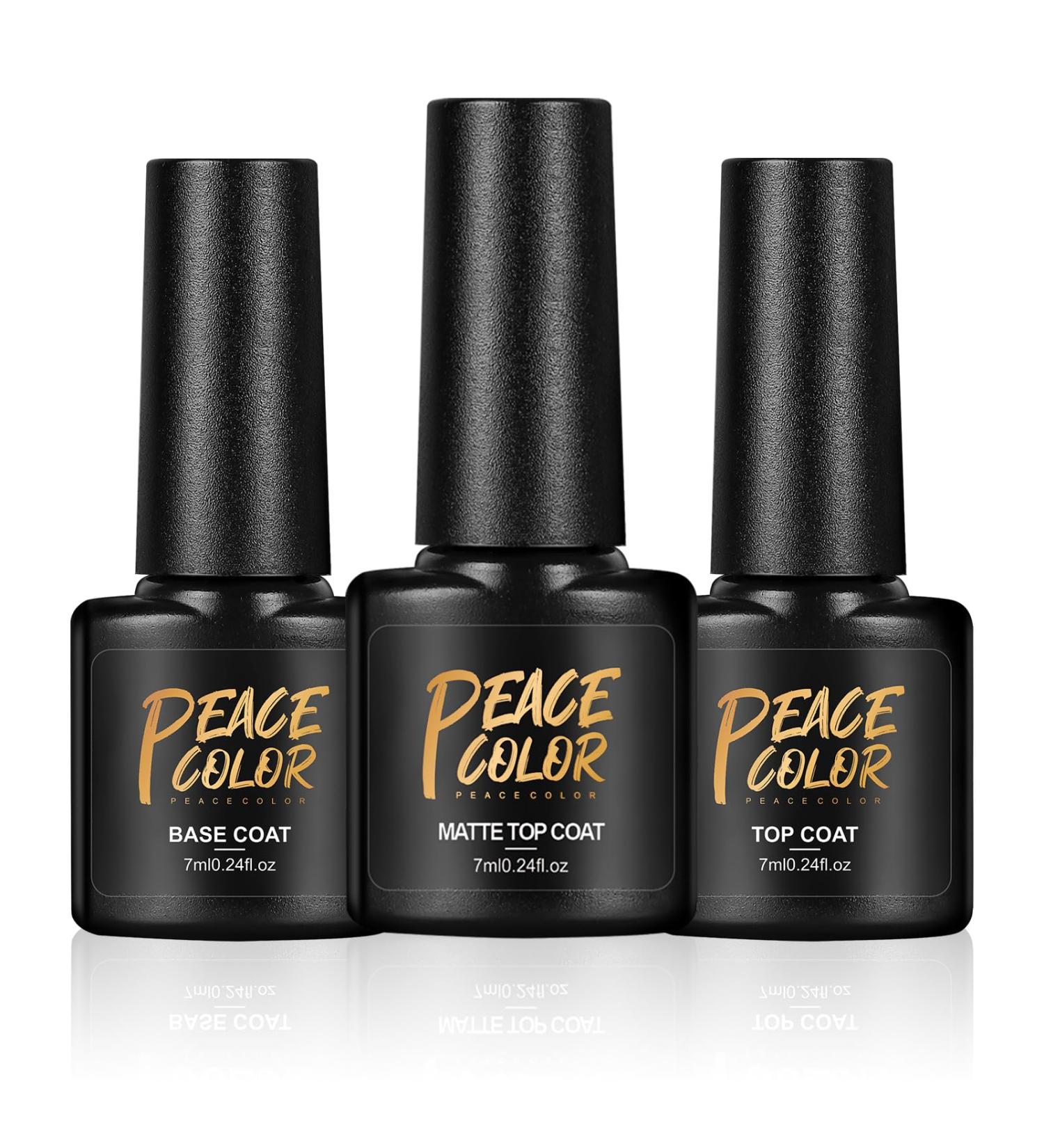 PEACECOLOR 7ML Top and Base Coat Matte Top Coat Set Soak Off Basic Gel Polish Starter Kit Gloss Top and Base Coat for U V Nail Lamp Cure Nail Art Basic Manicure Set for Beginner Nail Salon Home DIY XA27 - Buy Online on GoSupps.com