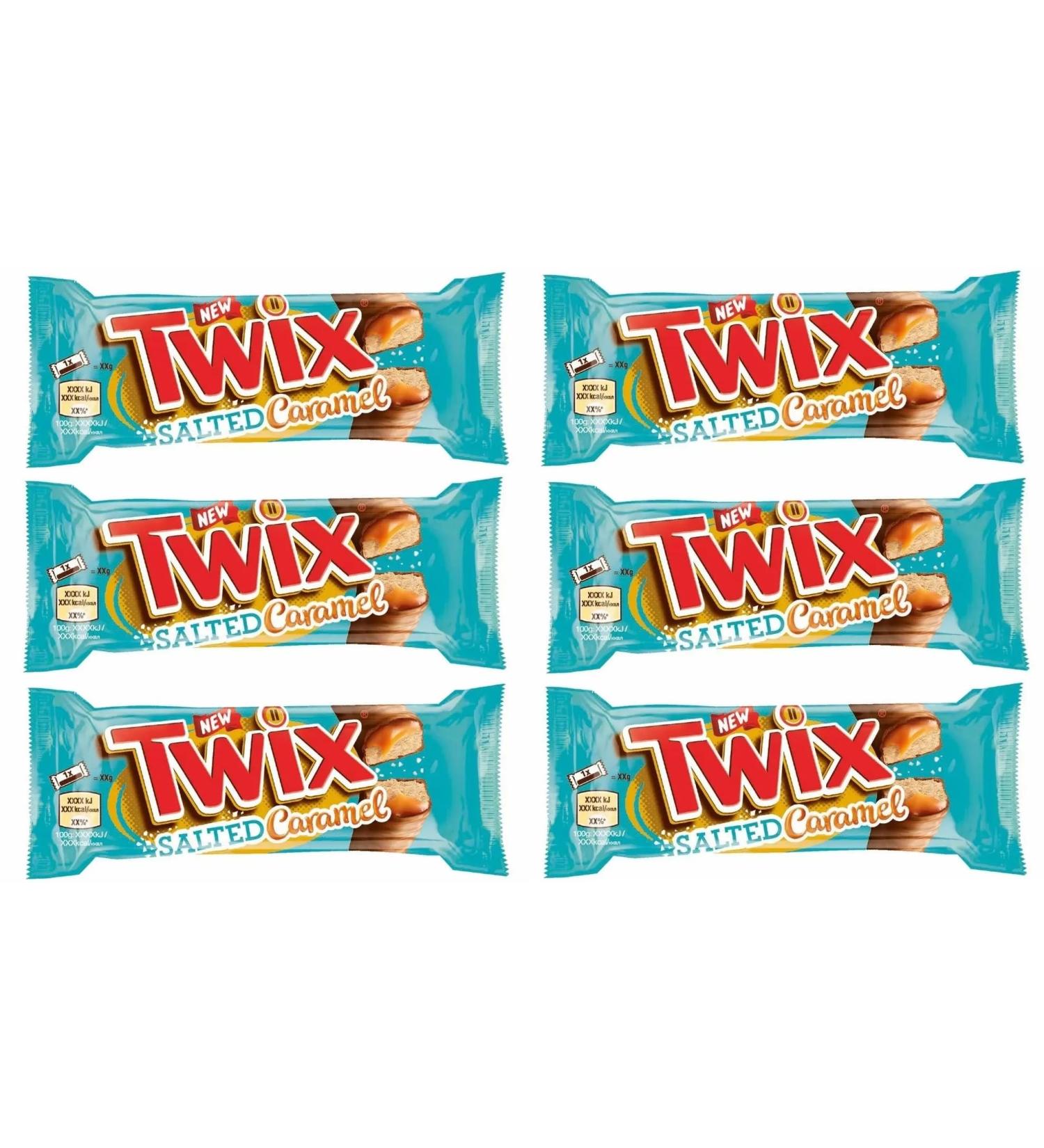 Twix Salted Caramel Biscuit Twin Milk Chocolate Bars 46g 6 Pack