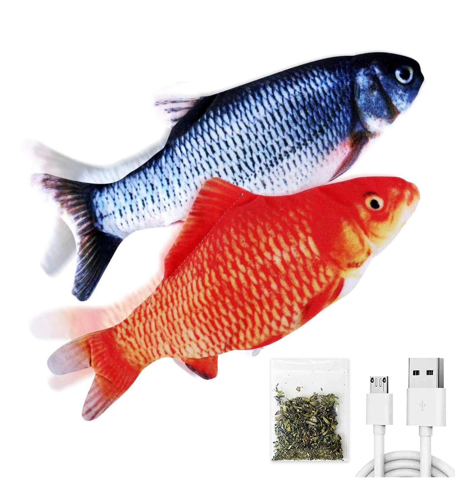 TOOGE 11 Flopping Fish Cat Toys - 2 Pack with SilverVine and Catnip | Interactive Cat Kicker Toys for Indoor Cats, Pets, Puppy, Small Dogs - Buy Online on GoSupps.com