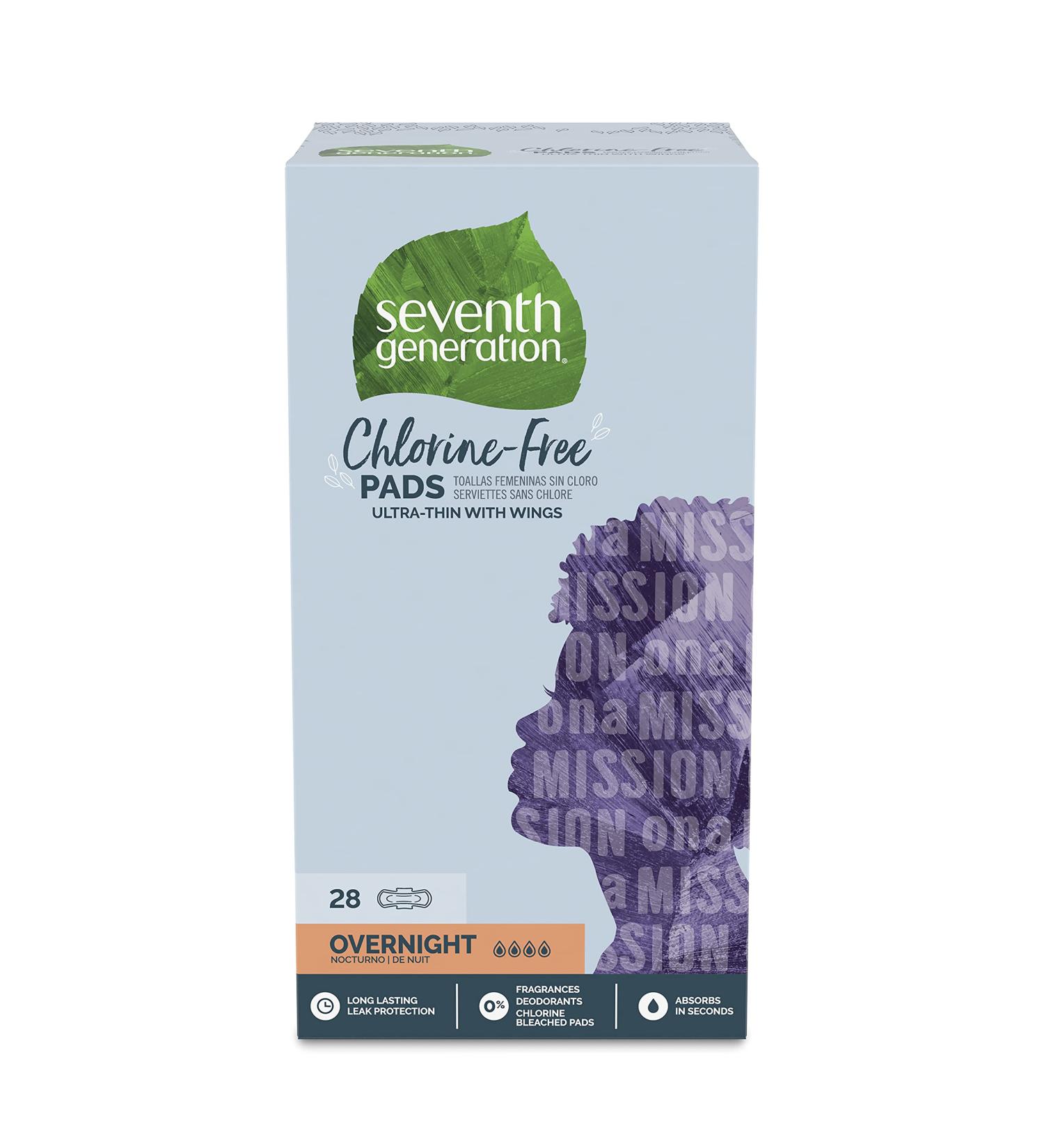 Seventh Generation Ultra Thin Overnight Pads with Wings - Chlorine Free - 28 Count - Buy Online on GoSupps.com