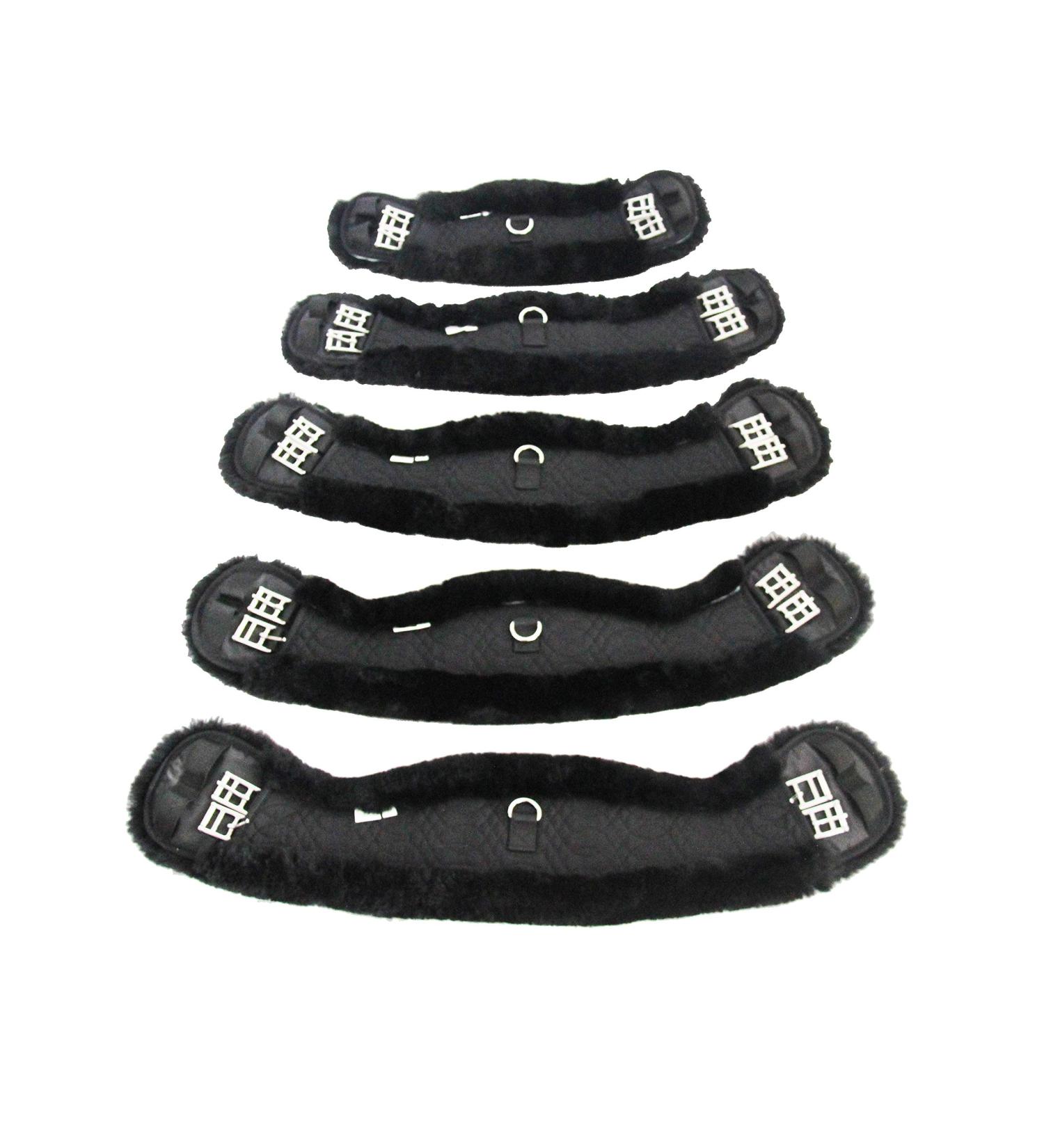 Merauno Lamb Wool Moon Belt Saddle Belt | Anatomically Shaped Dressage Belt in Nature Black Brown Anthracite - 80cm Black - Buy Online on GoSupps.com