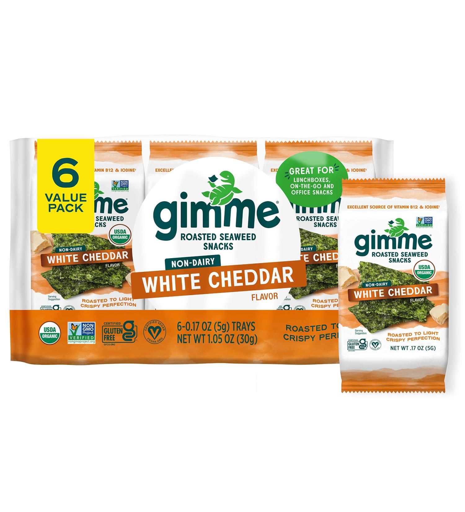 Organic White Cheddar Roasted Seaweed Sheets - Keto, Vegan, Gluten Free - 6 Count Pack - Buy Online on GoSupps.com
