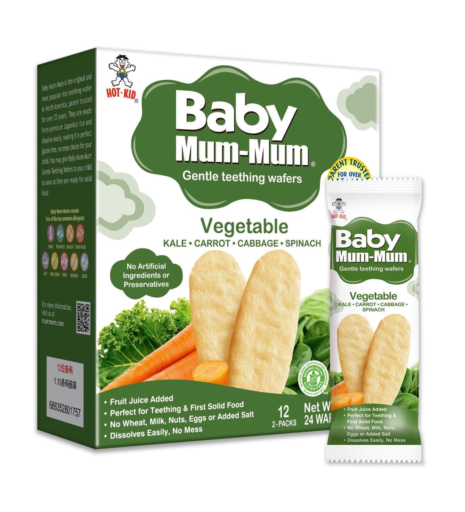 Baby Mum-Mum Rice Rusks Vegetable 24 Pieces (Pack of 6) - Gluten Free, Allergen Free, Non-GMO Teether Cookie for Teething Infants - Buy Online on GoSupps.com