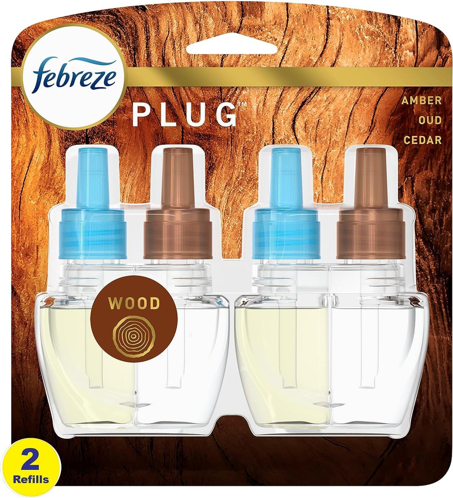 Febreze Plug Air Freshener with Fade Defy Technology - Wood Scent - 2 Refills (0.87 fl oz each) - International Shipping Available - Buy Online on GoSupps.com