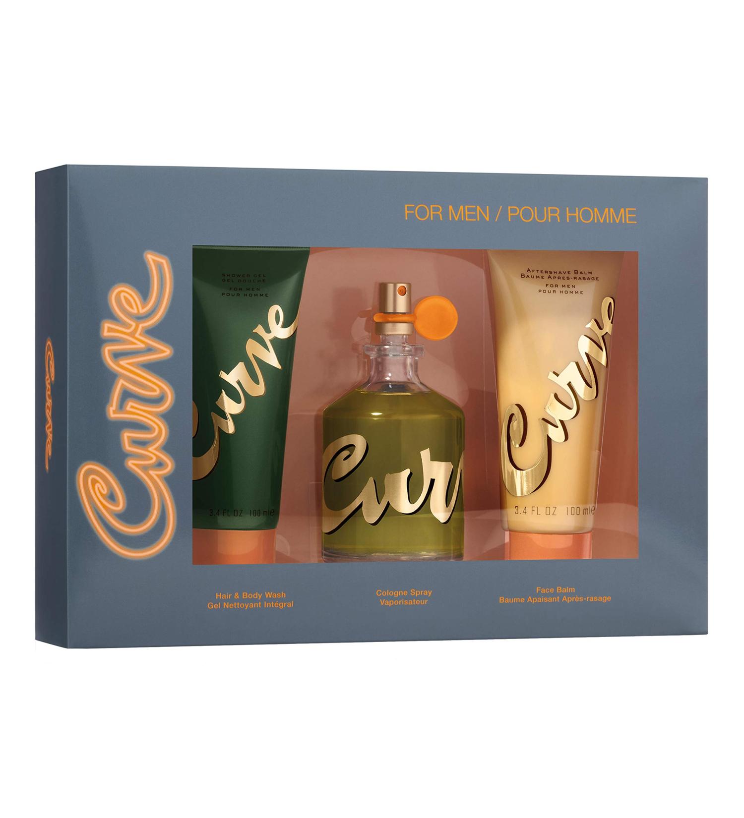 Curve Men's Cologne Gift Set - 3-Piece Bundle with 4.2 Fl Oz Cologne, Hair & Body Wash, and Face Balm - Buy Online on GoSupps.com
