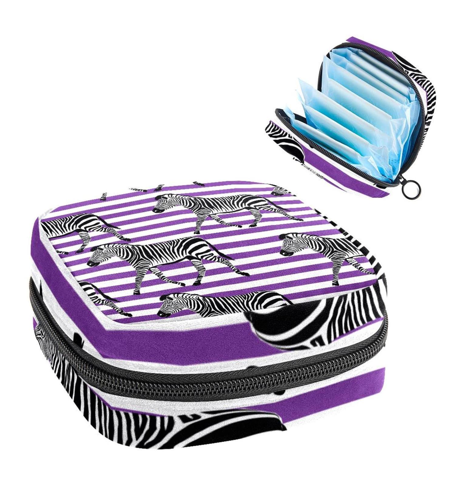 Women's Zebra Pattern Period Kit - Portable Storage Pockets Holder for Feminine Products - Buy Online on GoSupps.com