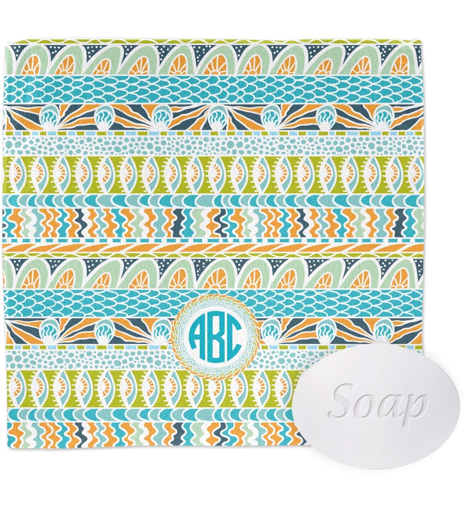 YouCustomizeIt Personalized Abstract Teal Stripes Washcloth