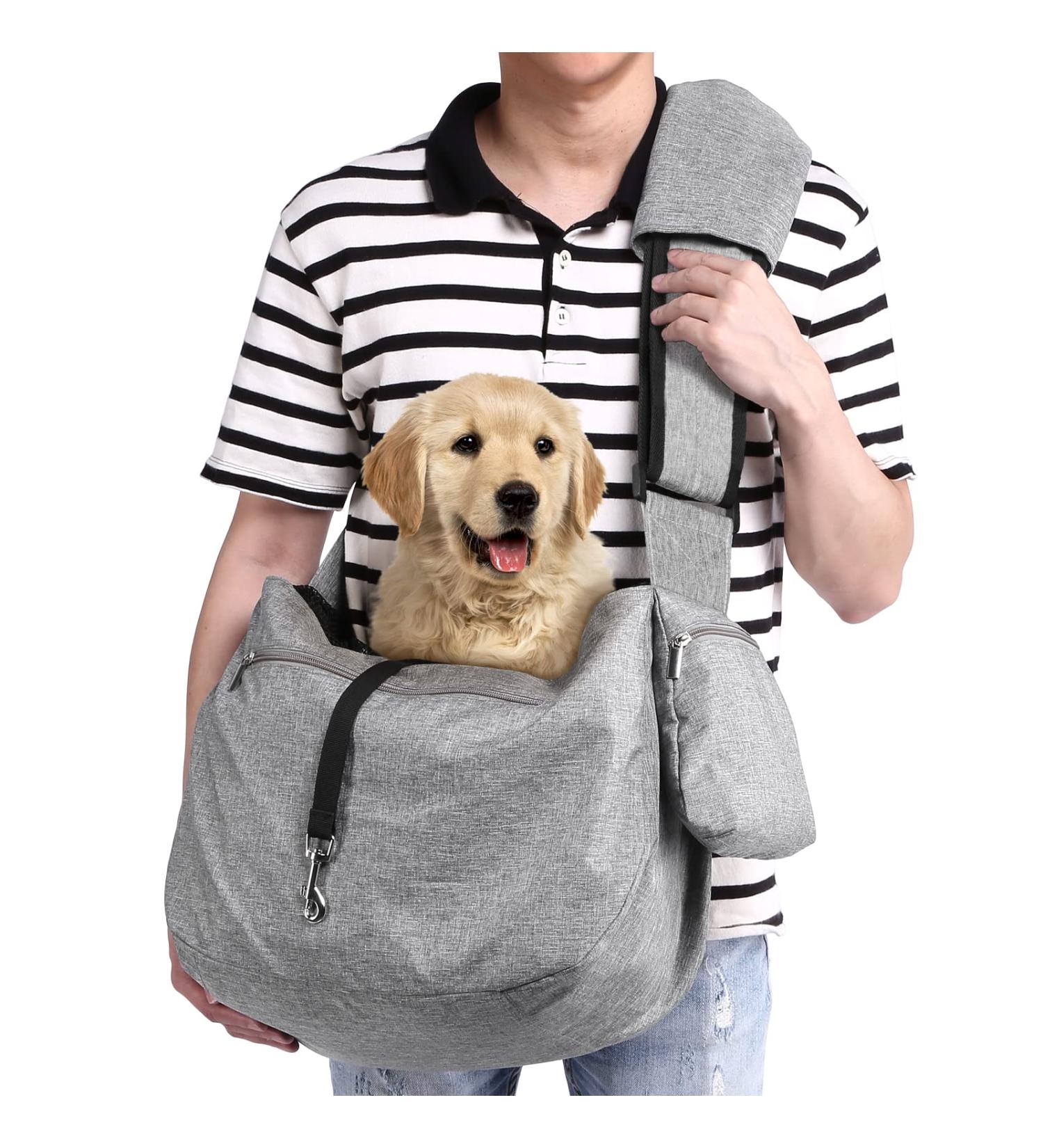Ownpets Medium Pet Sling Carrier for 6.5-9kg Dogs/Cats - Reversible, Hands-Free, Adjustable Strap, Pocket - Grey - Buy Online on GoSupps.com