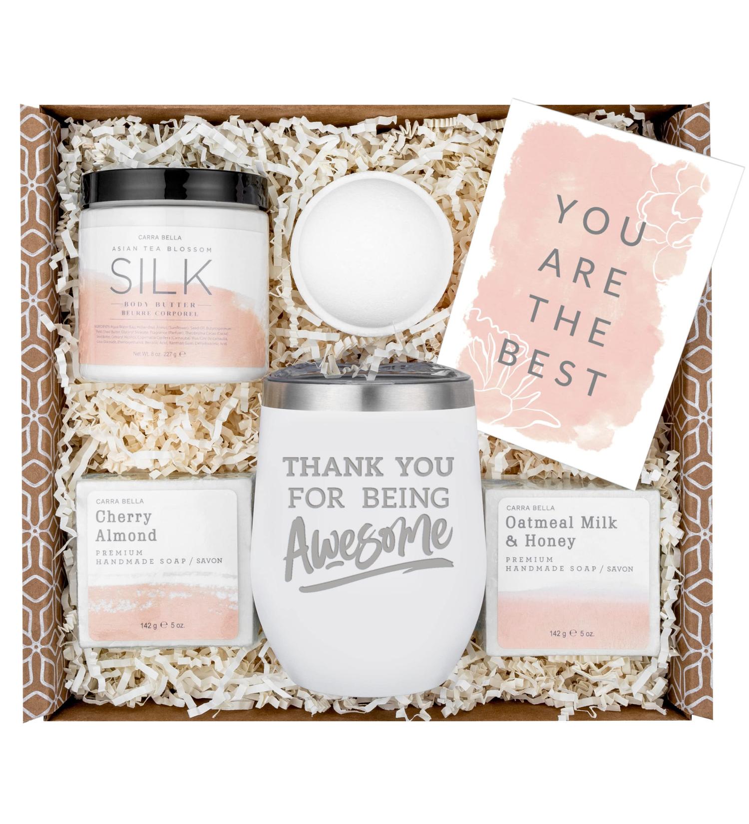 Thank You Gift Set for Women - Spa Appreciation Basket with Tumbler - 5 Piece White Set for Employees, Friends, Boss - You Are Awesome and You Got This - Buy Online on GoSupps.com