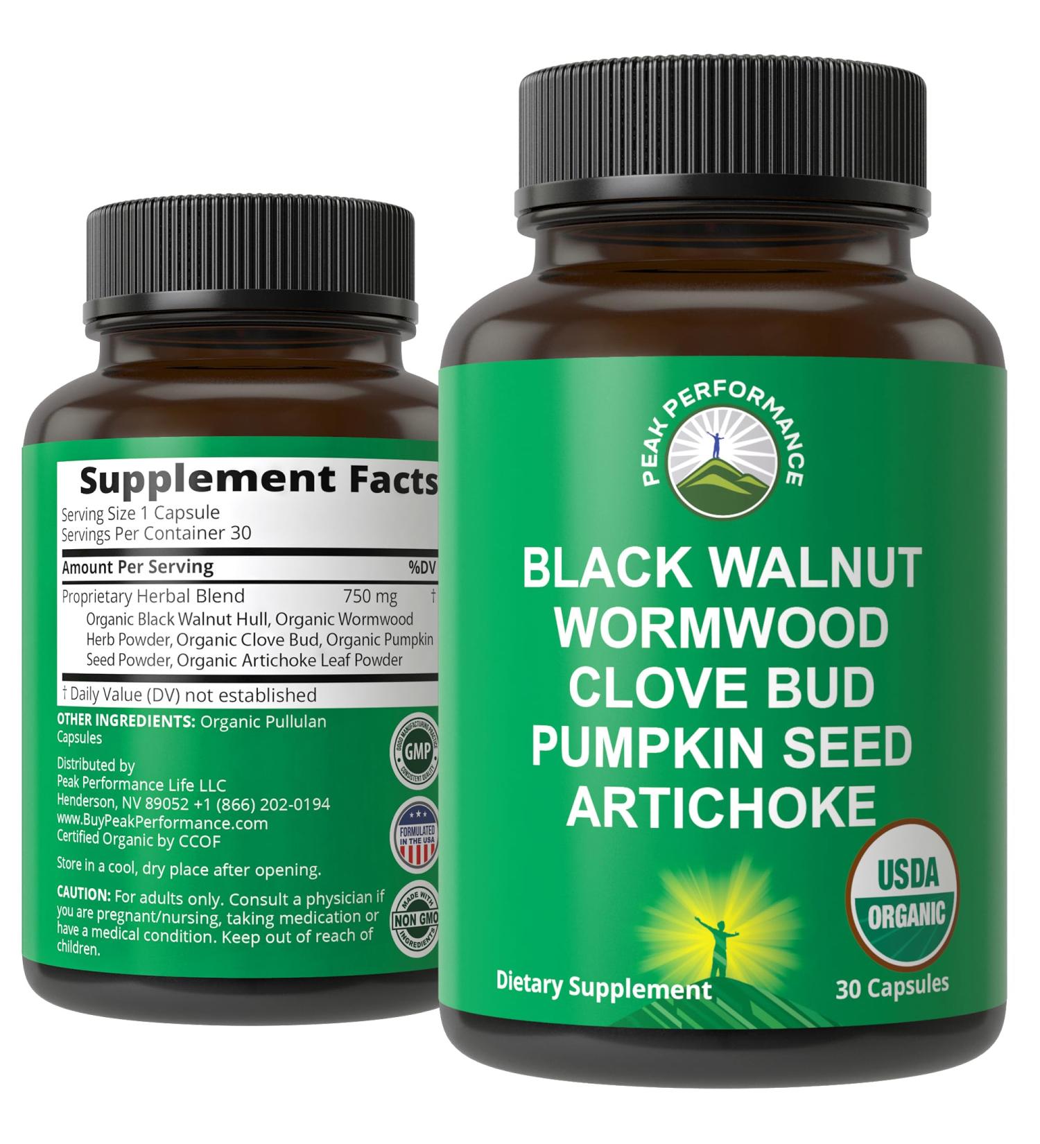 USDA Organic Wormwood Black Walnut Clove Cleanse For Humans. Elimination Detox + Intestinal Support Capsules Supplement for Adults and Kids. Pills with Artichoke and Pumpkin Seed for Added Benefits - Buy Online on GoSupps.com