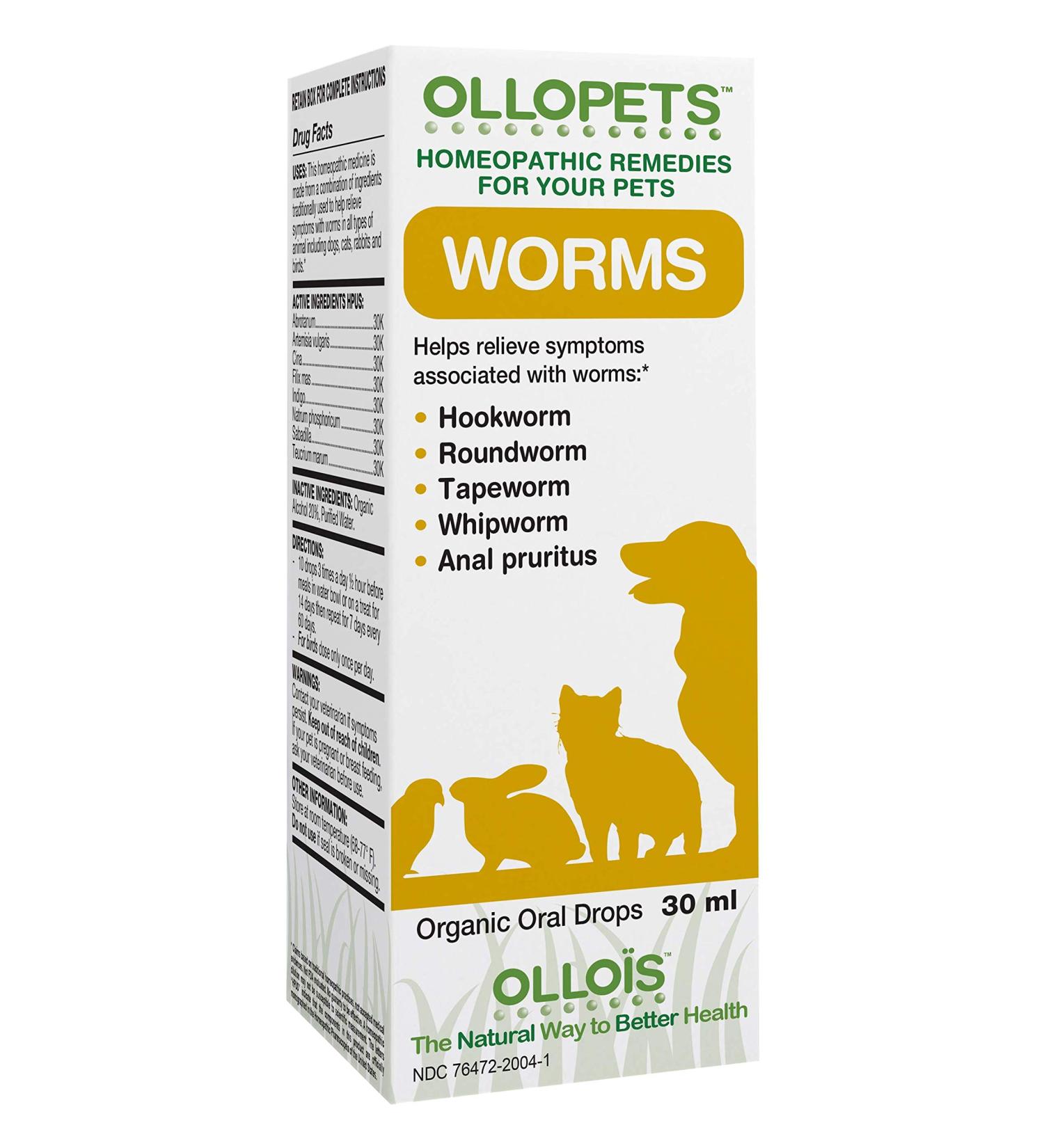 OLLOPETS Worms Organic Homeopathic 1 Fl Ounce - Natural Solution for All Pets - Buy Online on GoSupps.com