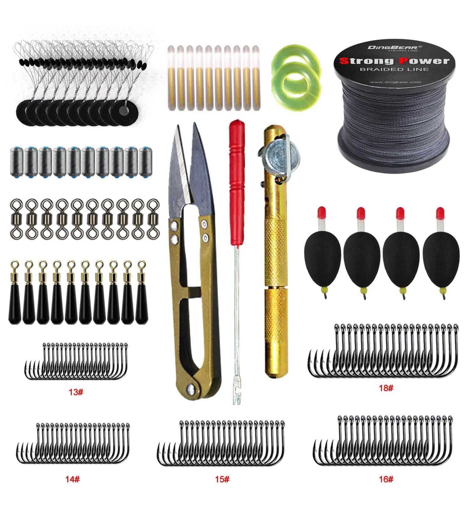 Dingbear 19 types of fishing accessories Fishing Gear Set including top water fishing swims Worms Jigs Tackle Box and other fishing devices - for salt water fresh water .... 16kind160pcs