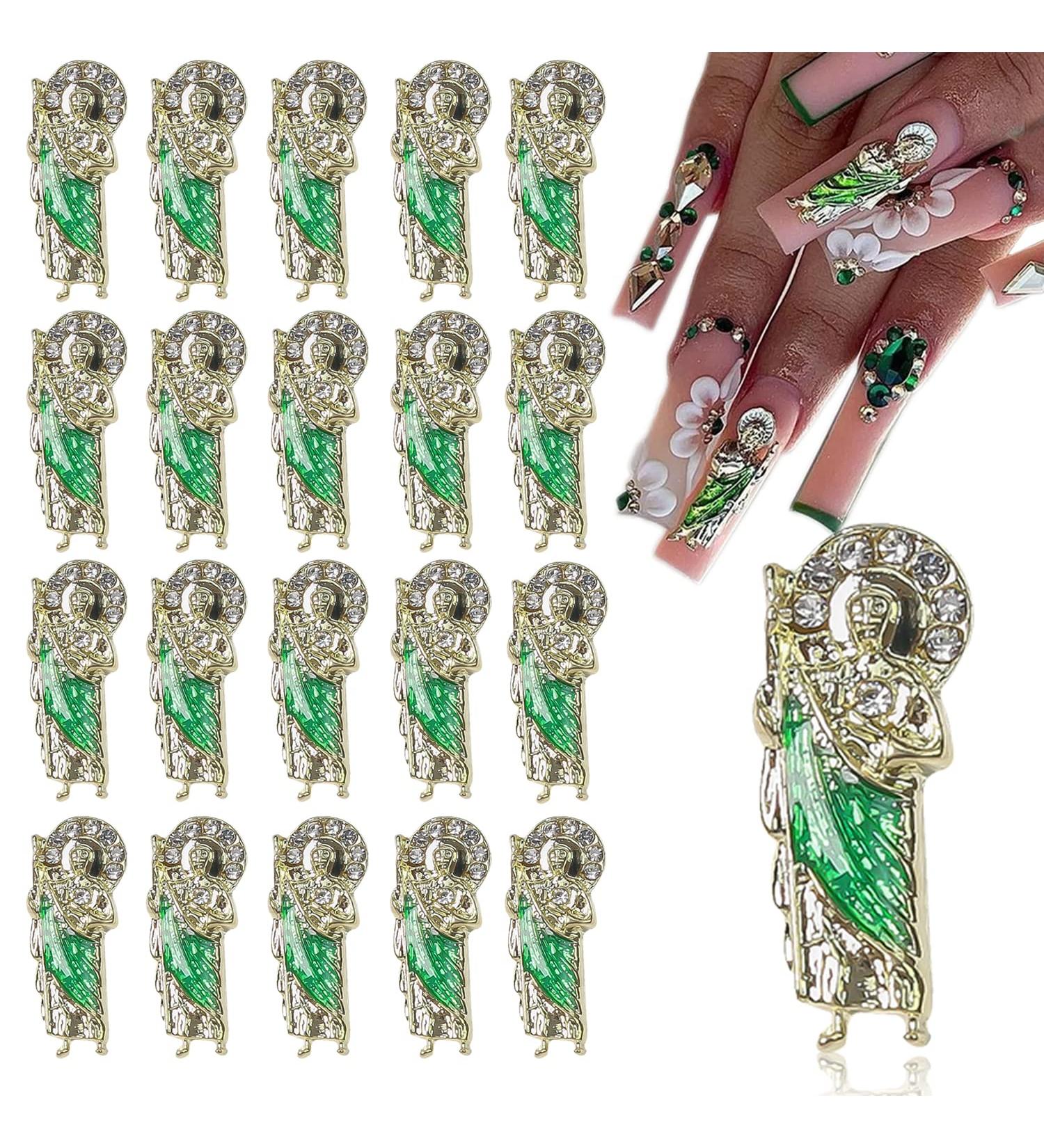 20Pcs San Judas Nail Charms - 3D Nail Diamonds Art Decorations for Acrylic Nails | Rhinestones Gold Charms for Women and Girls - Buy Online on GoSupps.com