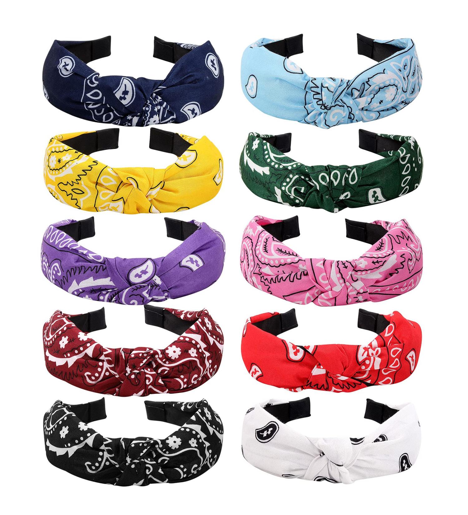 Ondder Paisley Knotted Headbands 10 Pack - Non Slip Turban Fashion Hair Accessories for Women - Buy Online on GoSupps.com