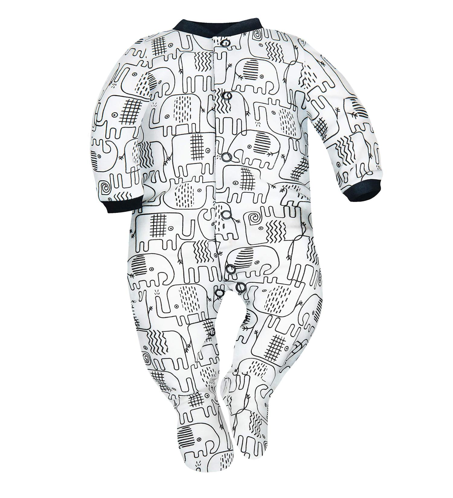 Sibinulo Baby Sleepsuit with Anti-Slip Feet | 100% Eco Cotton | Black Elephants | 12-18 Months - Buy Online on GoSupps.com
