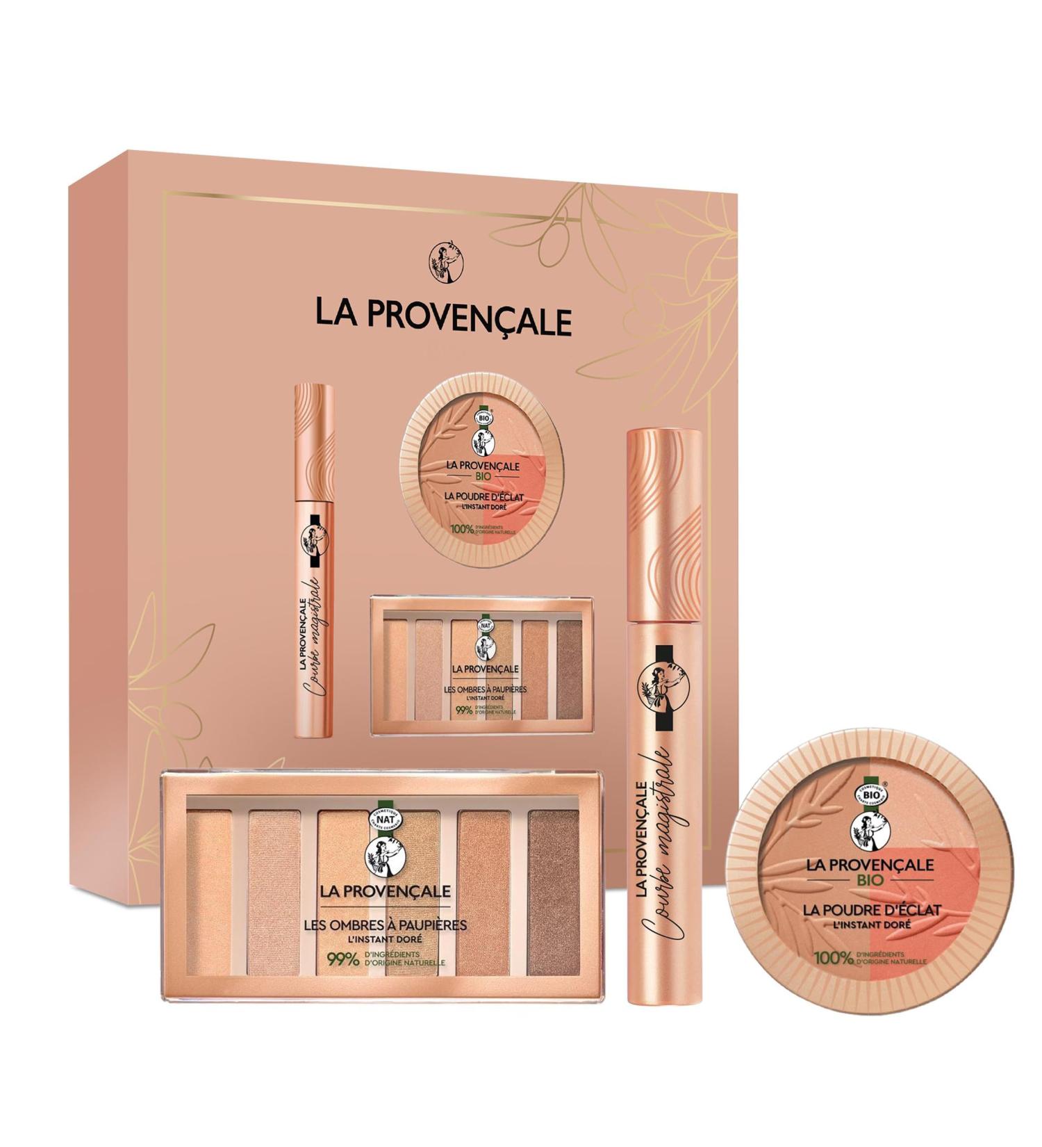La Provencale - L'Instant Dor Makeup Gift Set - 3 Products - The Radiance Powder The Instant Dor Palette and The Courbe Magistrale Mascara - Enriched with Organic Olive Oil and Mineral Pigments - Buy Online on GoSupps.com