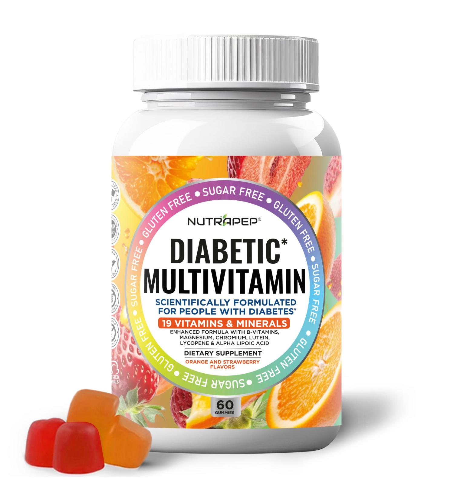 NutraPep Premium Multivitamin Chewable Gummies for Women & Men - Sugar-Free & Gluten Free Supplement Vitamins - Calcium Magnesium Zinc Manganese Thiamine Biotin  - Buy Online on GoSupps.com