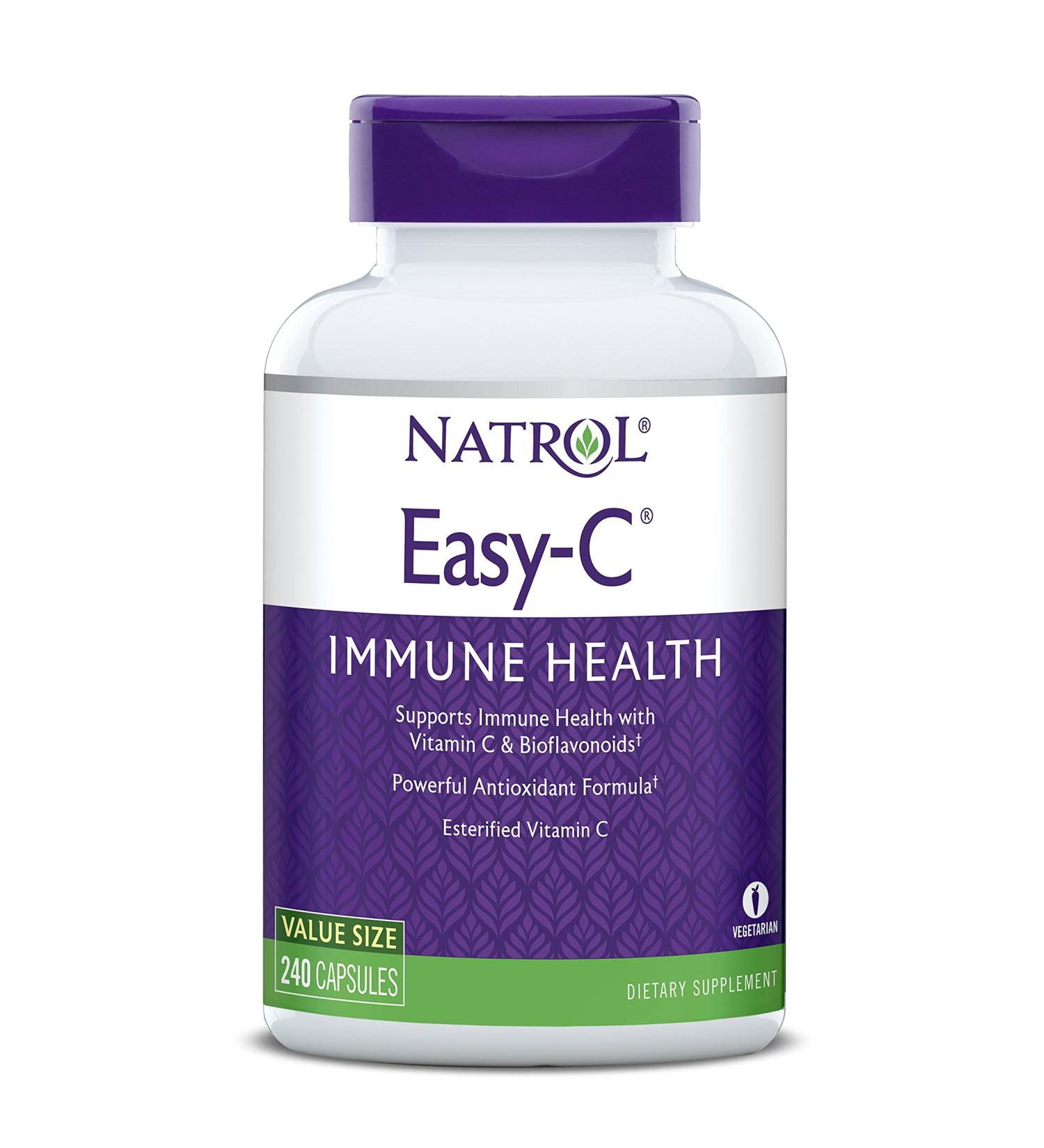 Natrol Easy-C Immune Health - 500mg Vitamin C & Bioflavonoids Capsules, 240 Count - Buy Online on GoSupps.com