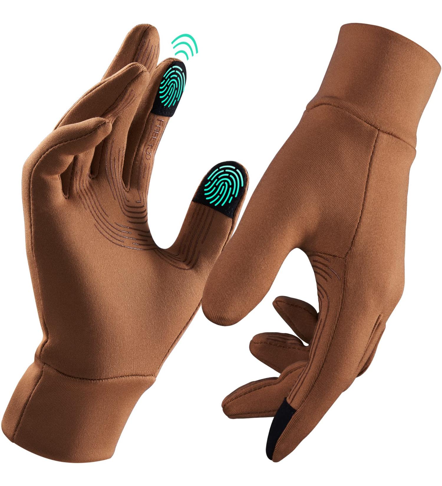 FREETOO Lightweight Running Gloves 2023 | Touchscreen Winter Gloves for Men Women | Cold Weather Warm Gloves for Driving Cycling | Brown Medium - Buy Online on GoSupps.com