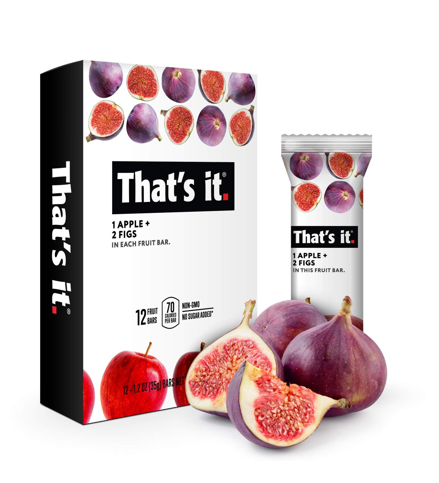 Apple + Fig Fruit Bars - All Natural, Vegan, Gluten-Free Snack (12 Pack) - Buy Online on GoSupps.com