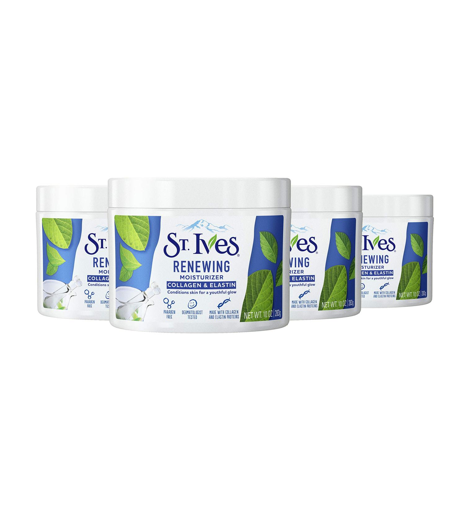 St. Ives Collagen and Elastin Facial Moisturizer - Renewing Formula (Paraben-Free, Dermatologist Tested, Cruelty-Free) - 10 oz, 4 Count - Buy Online on GoSupps.com