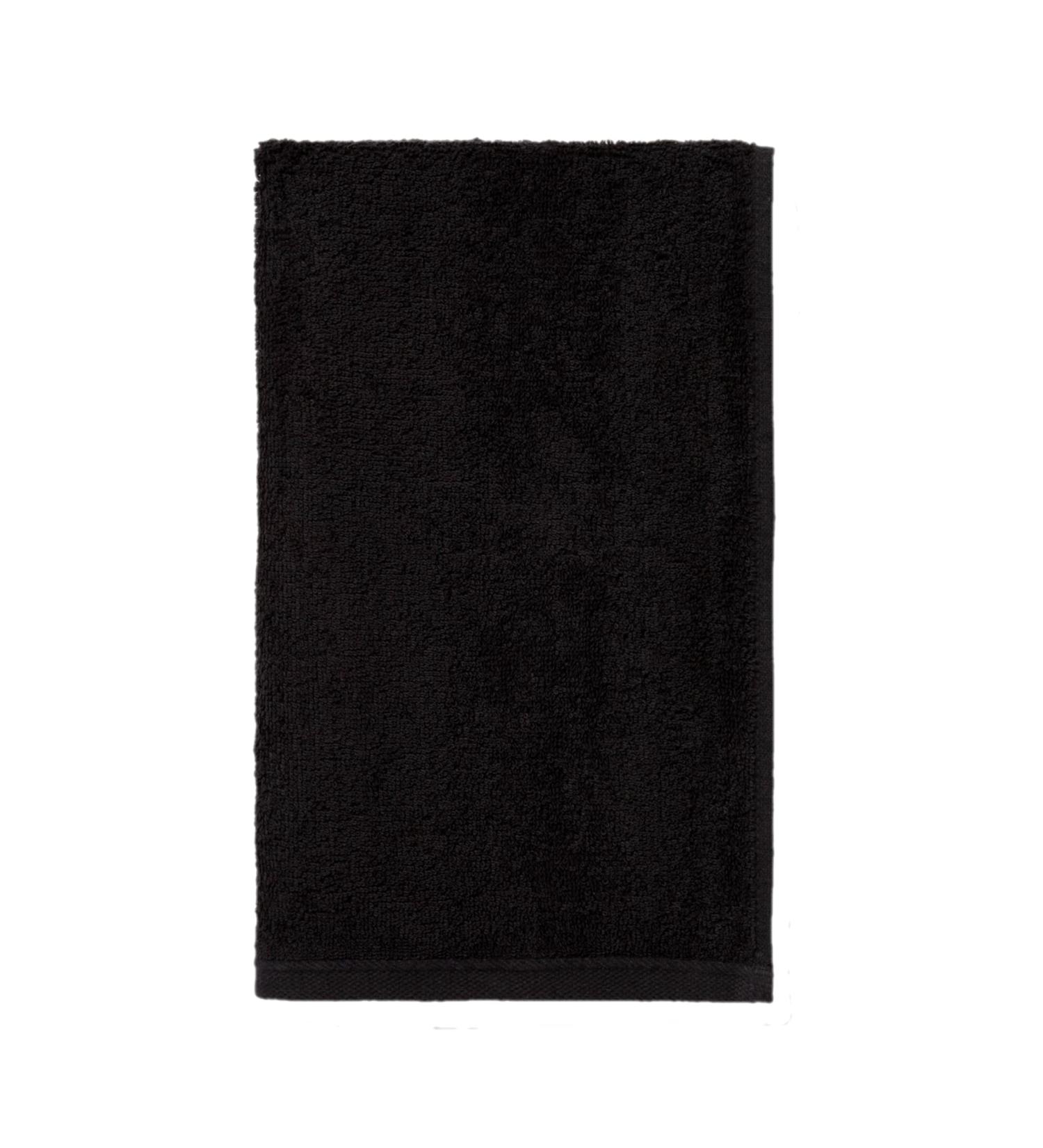 GEORGIABAGS Set of 3 Terry Velour Fingertip Hand Towels, 100% Cotton, 11"x18", Hemmed Ends, Sport Towel Terry (Black)