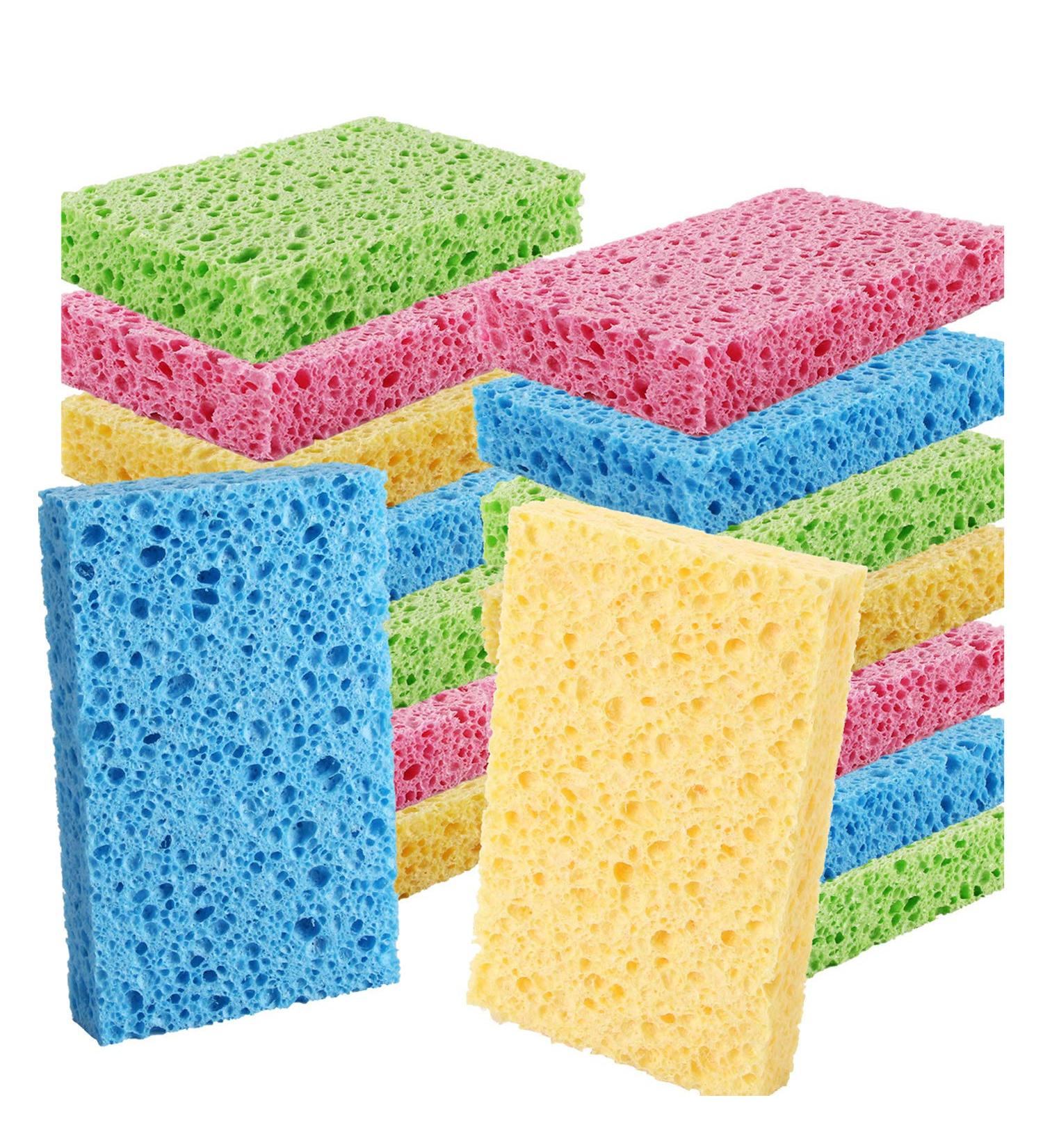 Biodegradable Colored Kitchen Sponge 16-Pack - Non-Scratch Cellulose Dishwashing Sponge - Natural Cleaning Scrub - 16 Count - Buy Online on GoSupps.com