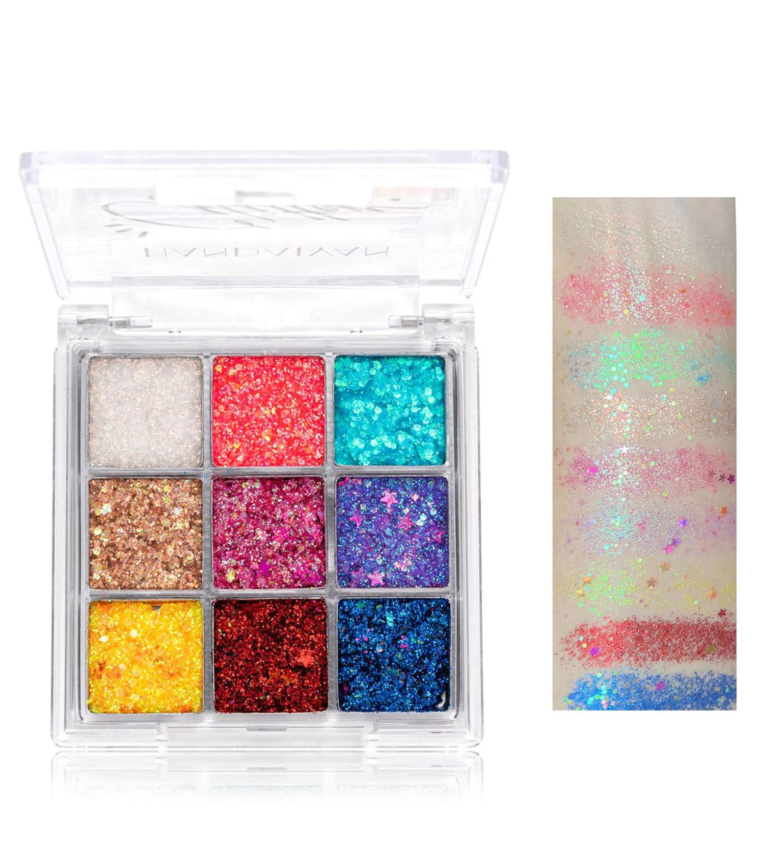9 Colors Glitter Eyeshadow Palette Eye Glitter Makeup Palette Waterproof Long Lasting Sparkle Highly Pigmented Shimmer Powder Profession Gift Glitter Eye Shadow Palette for Women Girls - 02 A02 - Buy Online on GoSupps.com