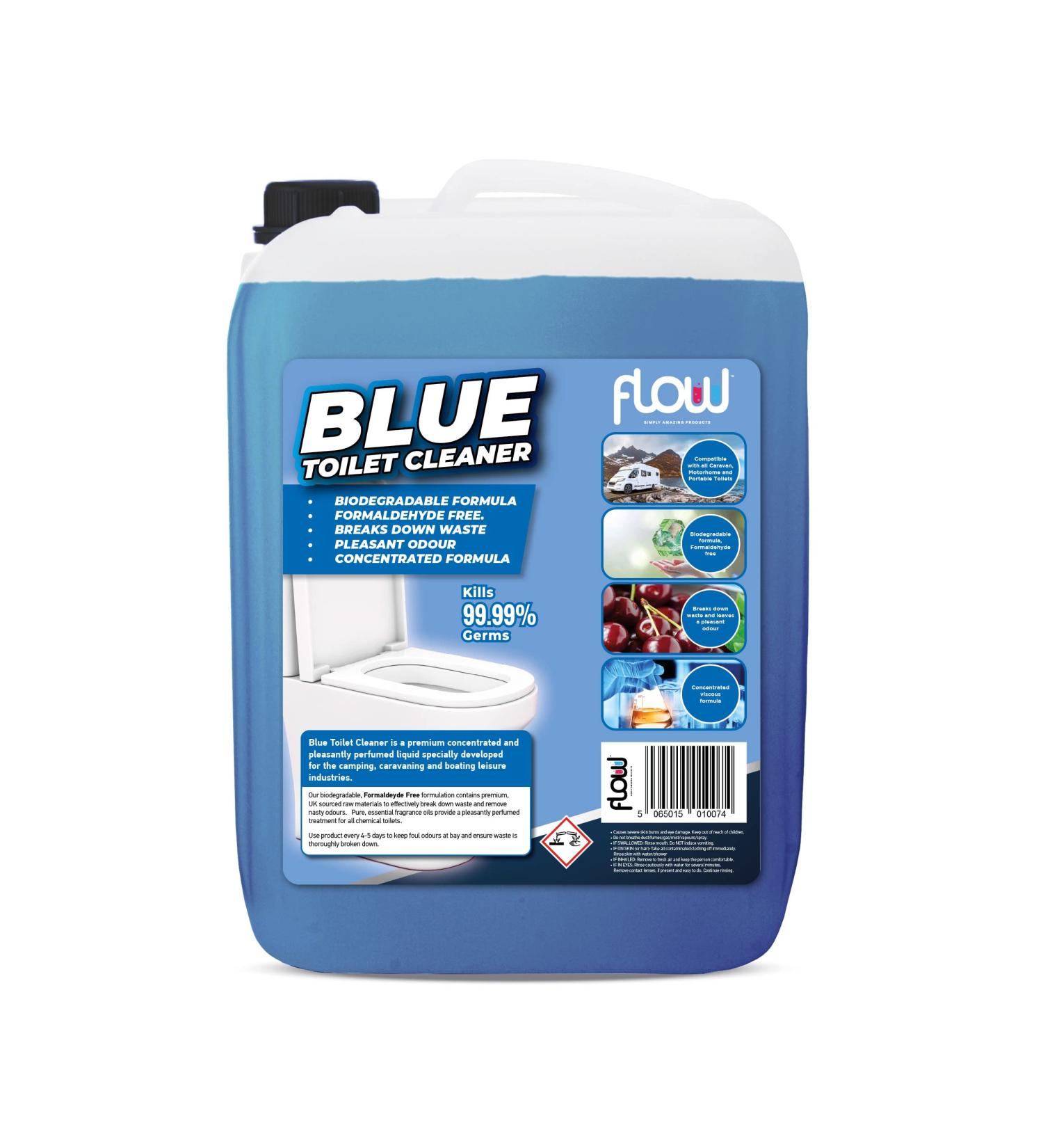Flow 25 Litre Blue Chemical Motorhome & Caravan WC Toilet Cleaner Fluid | Biodegradable Formaldehyde Free Cleaning Formulation | Disinfectant & Cleaner | Fresh Fragrance 25 l (Pack of 1) - Buy Online on GoSupps.com