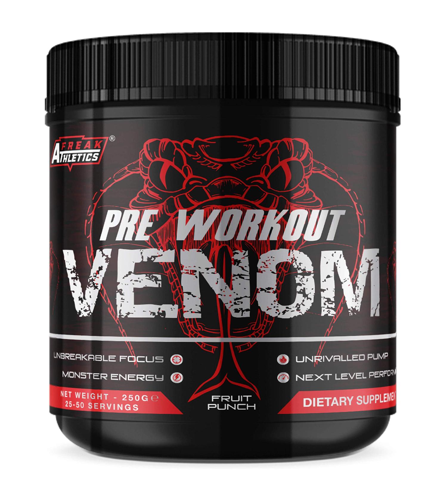 Freak Athletics Pre Workout Venom 'Fruit Punch' 250g - Elite Level Supplement Made in UK - Buy Online on GoSupps.com