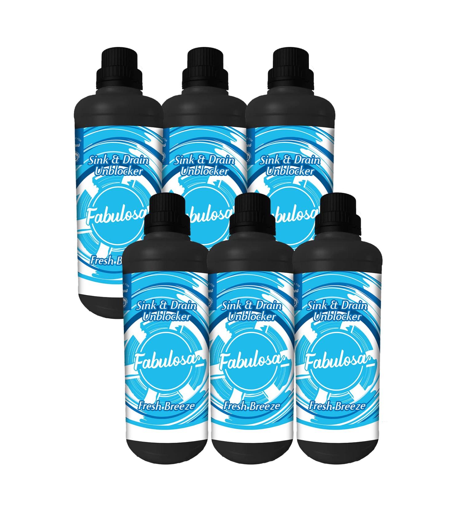 Fabulosa Odour Removing Strong Sink & Drain Unblocker Cleaner and Freshener Cuts Through Grease Dirt and Soap Scum 1L 6 Pack Fresh Breeze Fresh Breeze 1 l (Pack of 6) - Buy Online on GoSupps.com