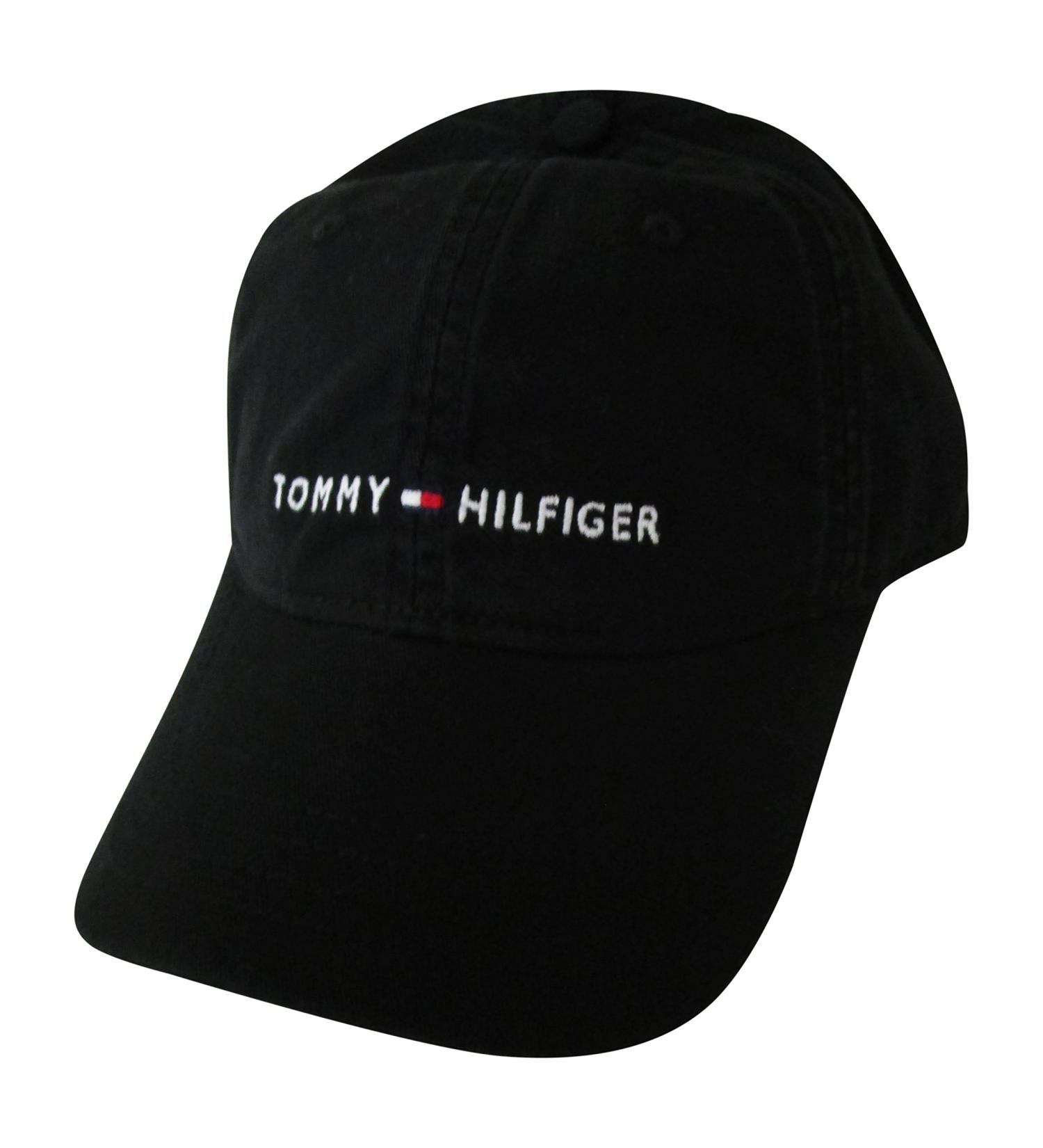 Tommy Hilfiger Men's Cotton Logo Adjustable Baseball Cap One Size Black Nameplate