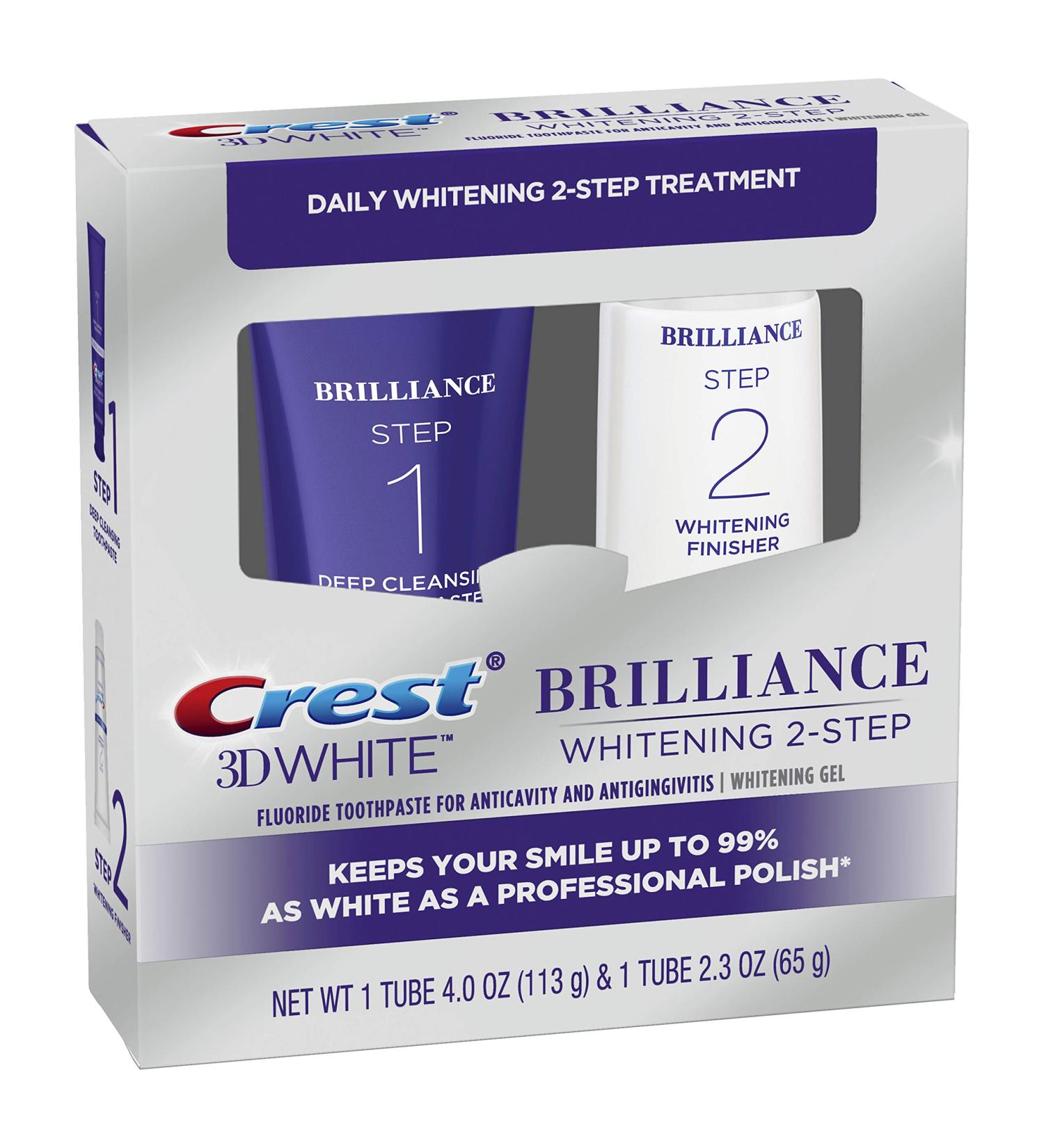Crest 3D White Brilliance 2 Step Kit - Deep Clean Toothpaste + Whitening Gel - Buy Online on GoSupps.com