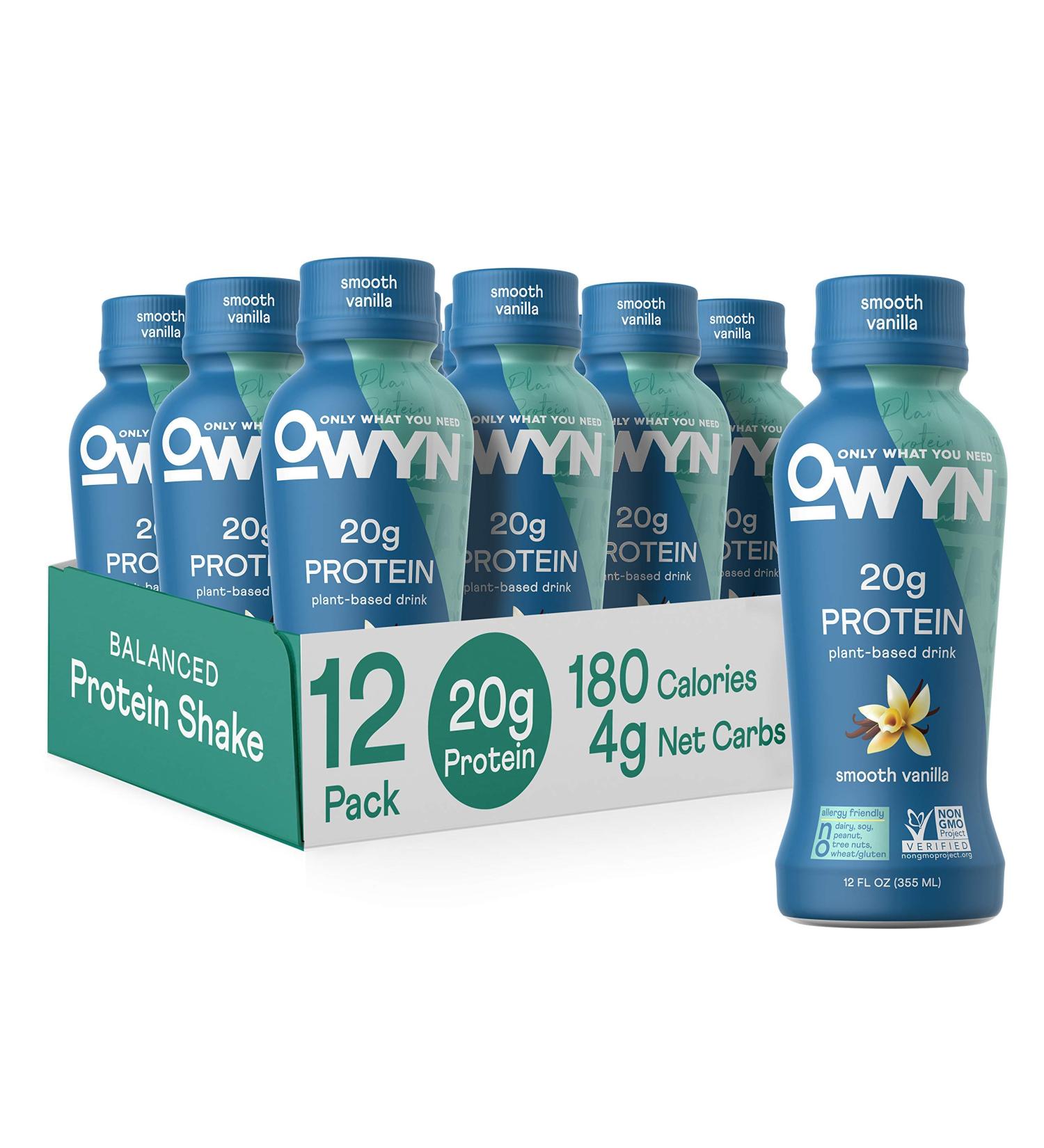 OWYN Vegan Protein Shake - Smooth Vanilla, 20g Plant Protein, 12 Pack, Gluten-Free, Non-GMO - Buy Online on GoSupps.com
