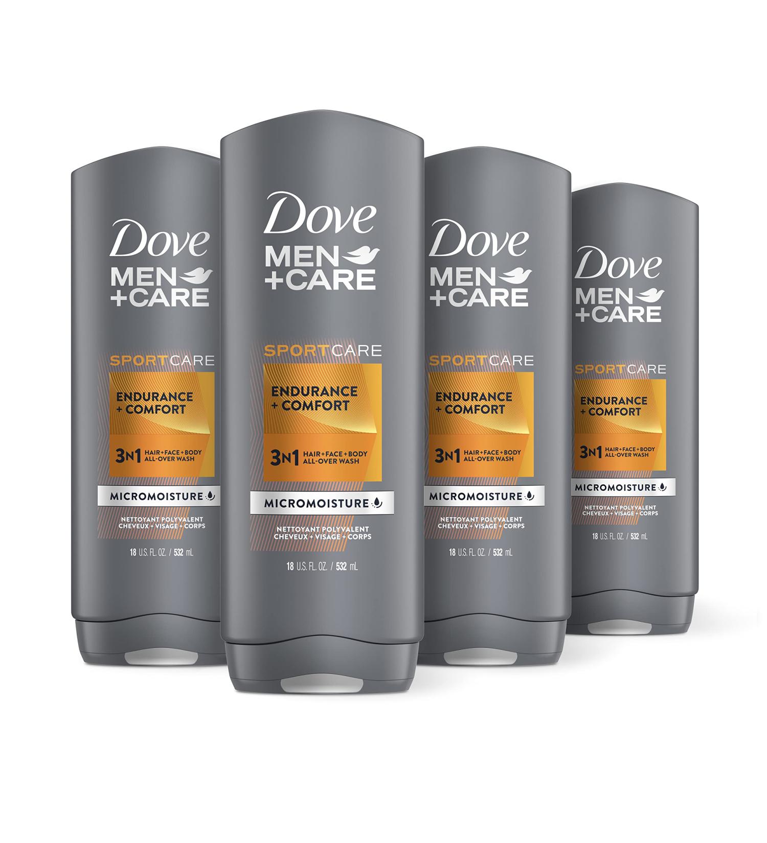 Dove Men+Care SportCare Body & Face Wash 18 oz - Energizing & Nourishing Cleanser, 4 Pack - Buy Online on GoSupps.com